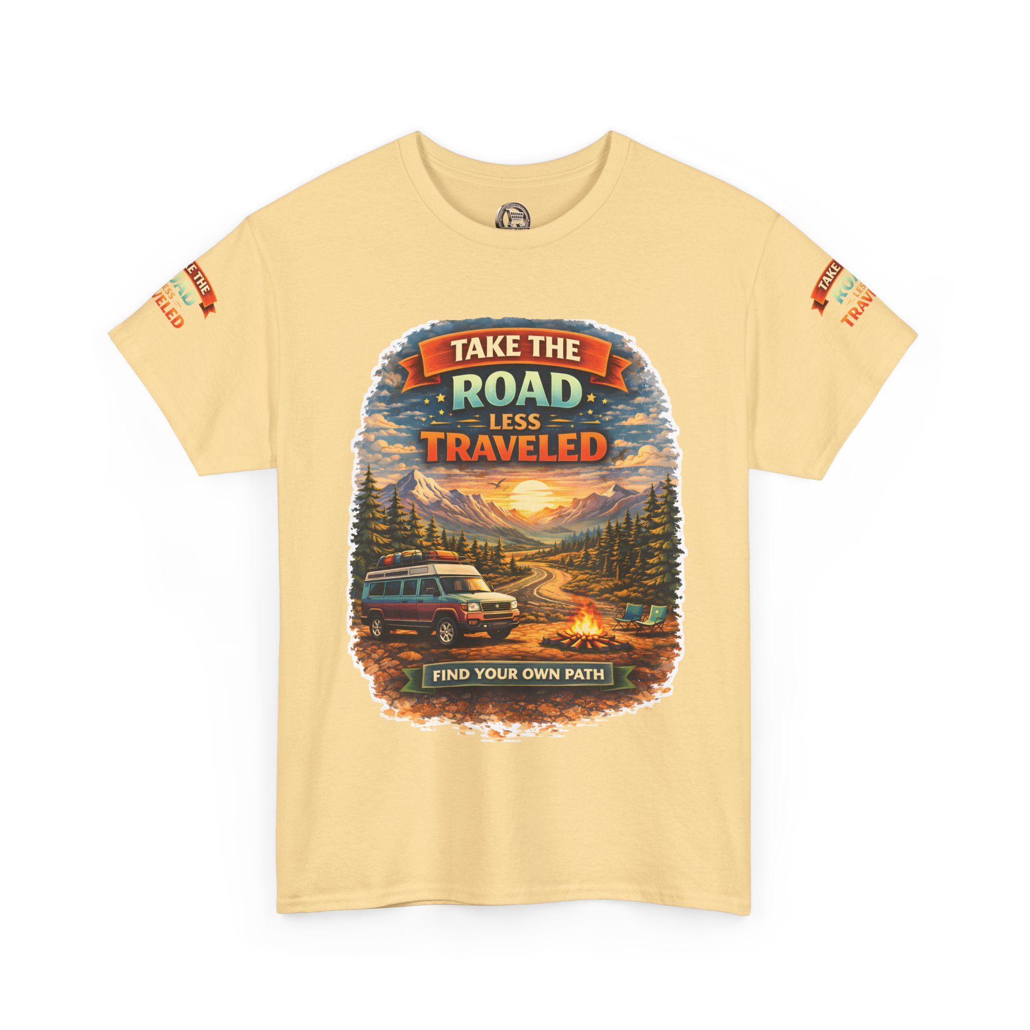 Unisex Heavy Cotton Tee — "Take The Road Less Traveled" Design Scenic-Line