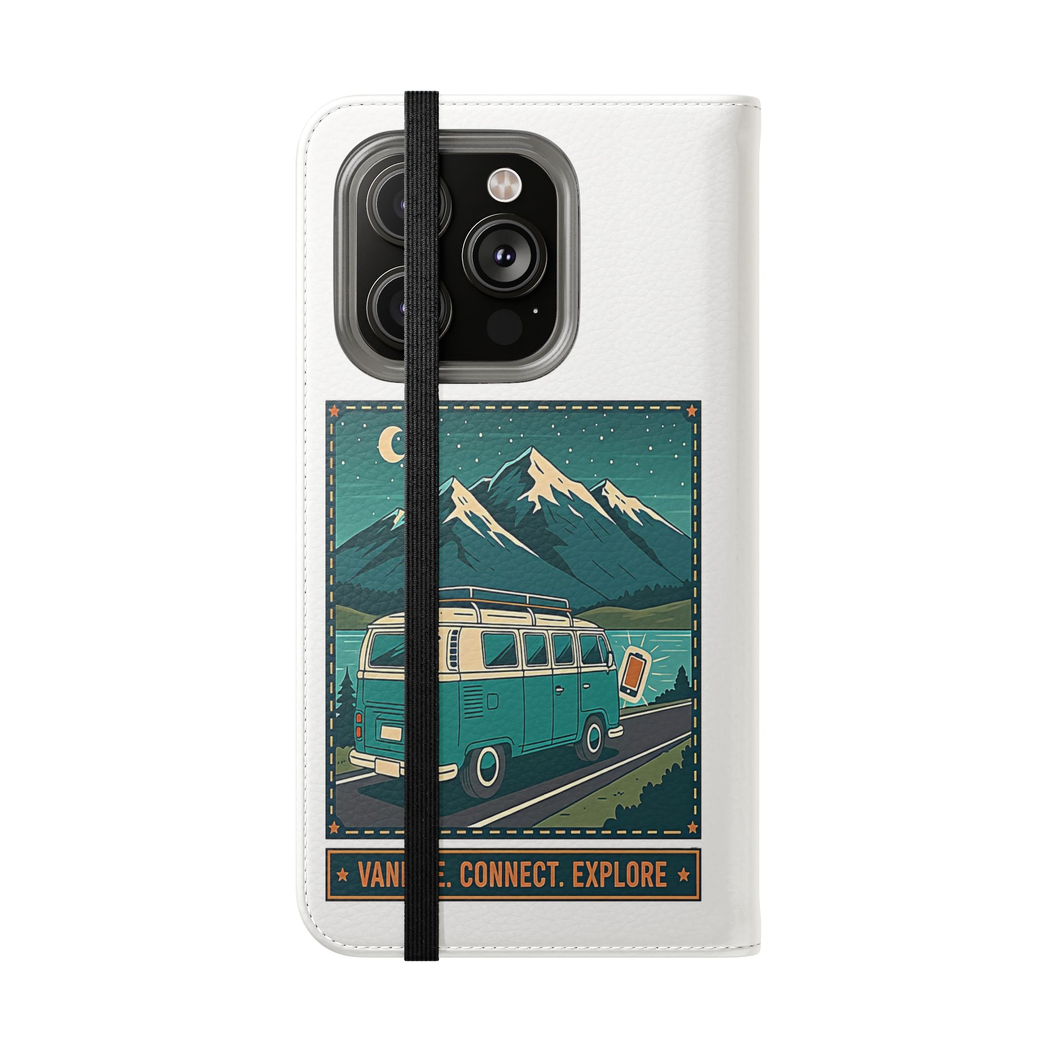 Flip Phone Case — “WiFi Where the Roam Is” Vanlife Wallet Case