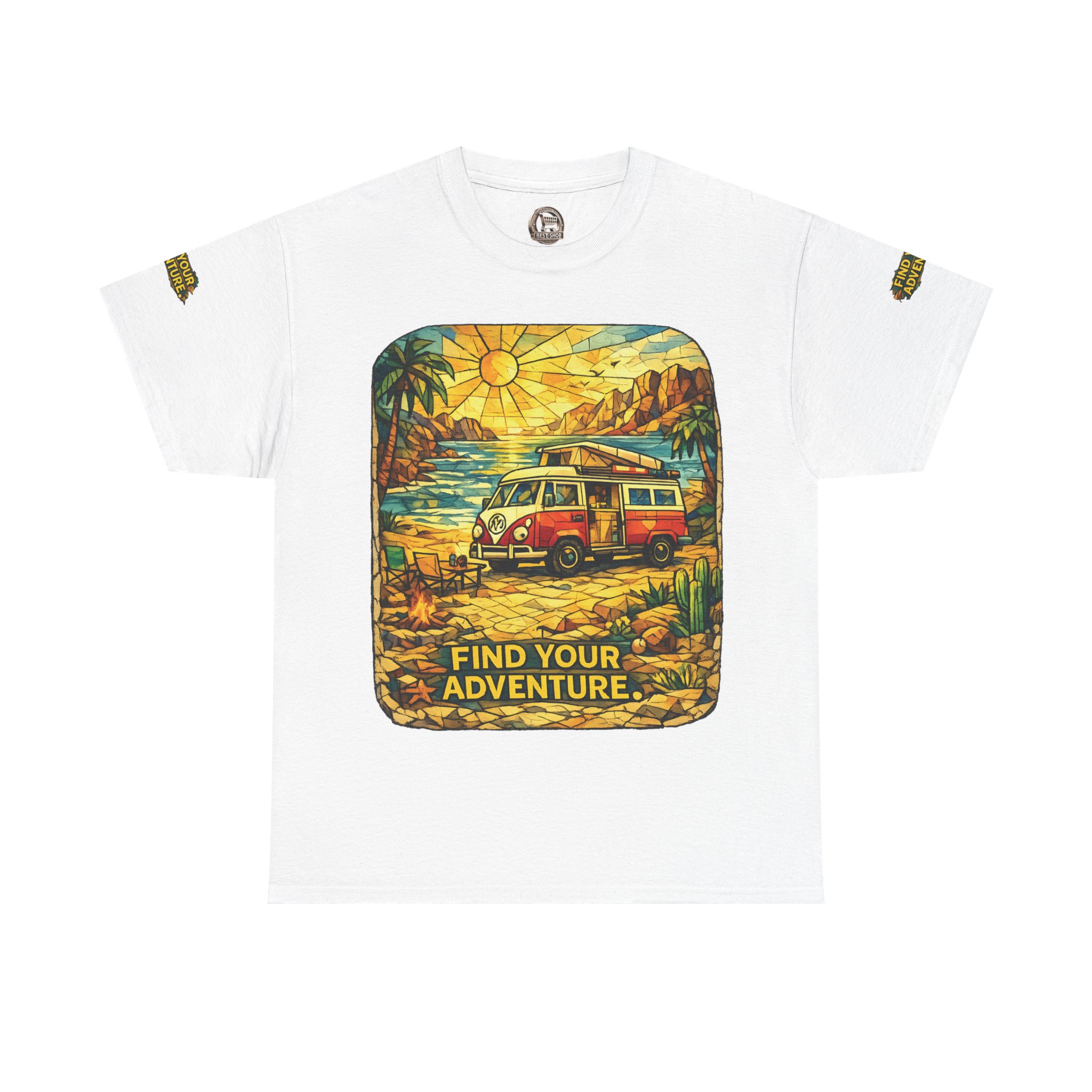 Unisex Heavy Cotton Tee — "Find Your Adventure" Design Cubic-Line