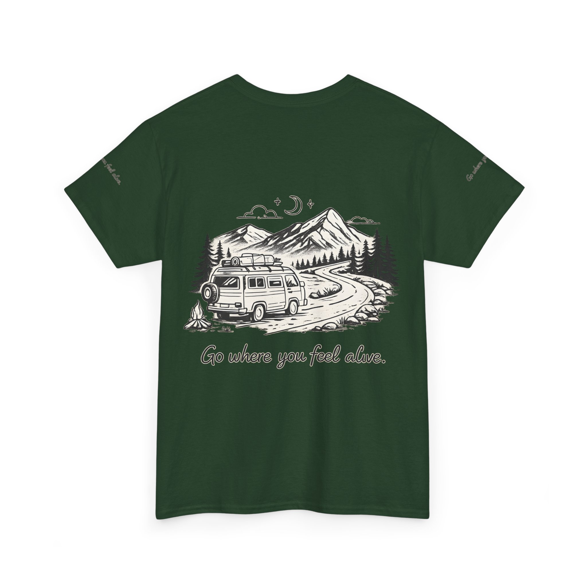 Unisex Heavy Cotton Tee — "Go Where You Feel Alive" Design Minimal-Line