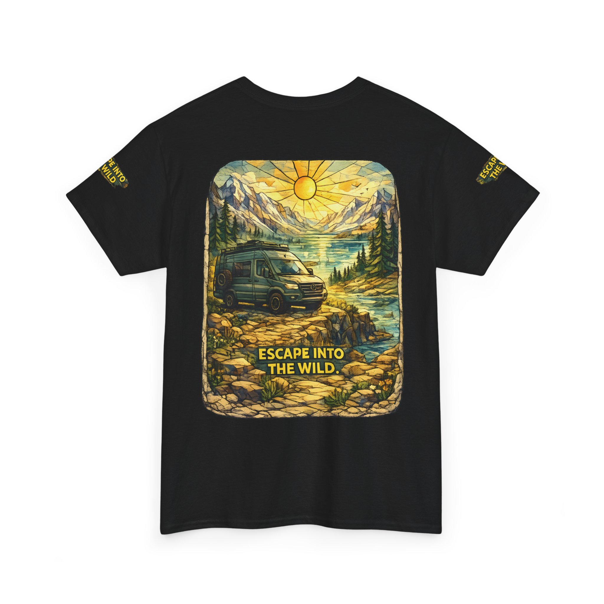 Unisex Heavy Cotton Tee — "Escape Into The Wild" Design Cubic-Line
