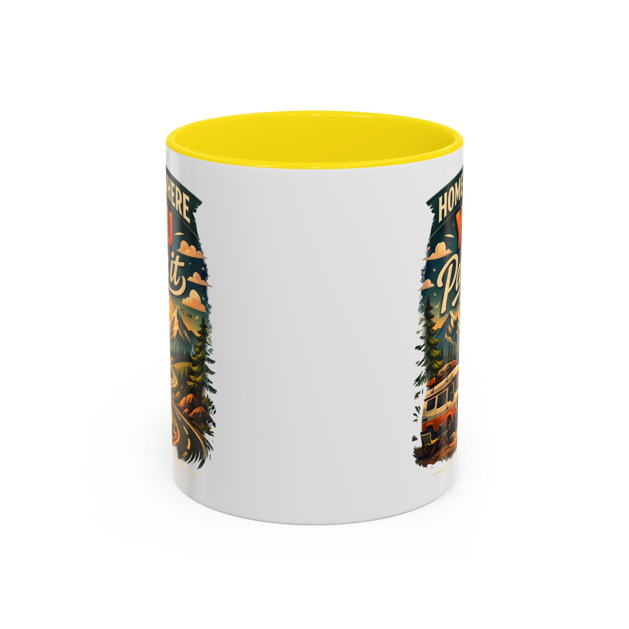 13726465348559588382_2048.jpeg Accent Coffee Mug (11, 15oz) — "Home Is Where You Park It" Design Scenic-Line