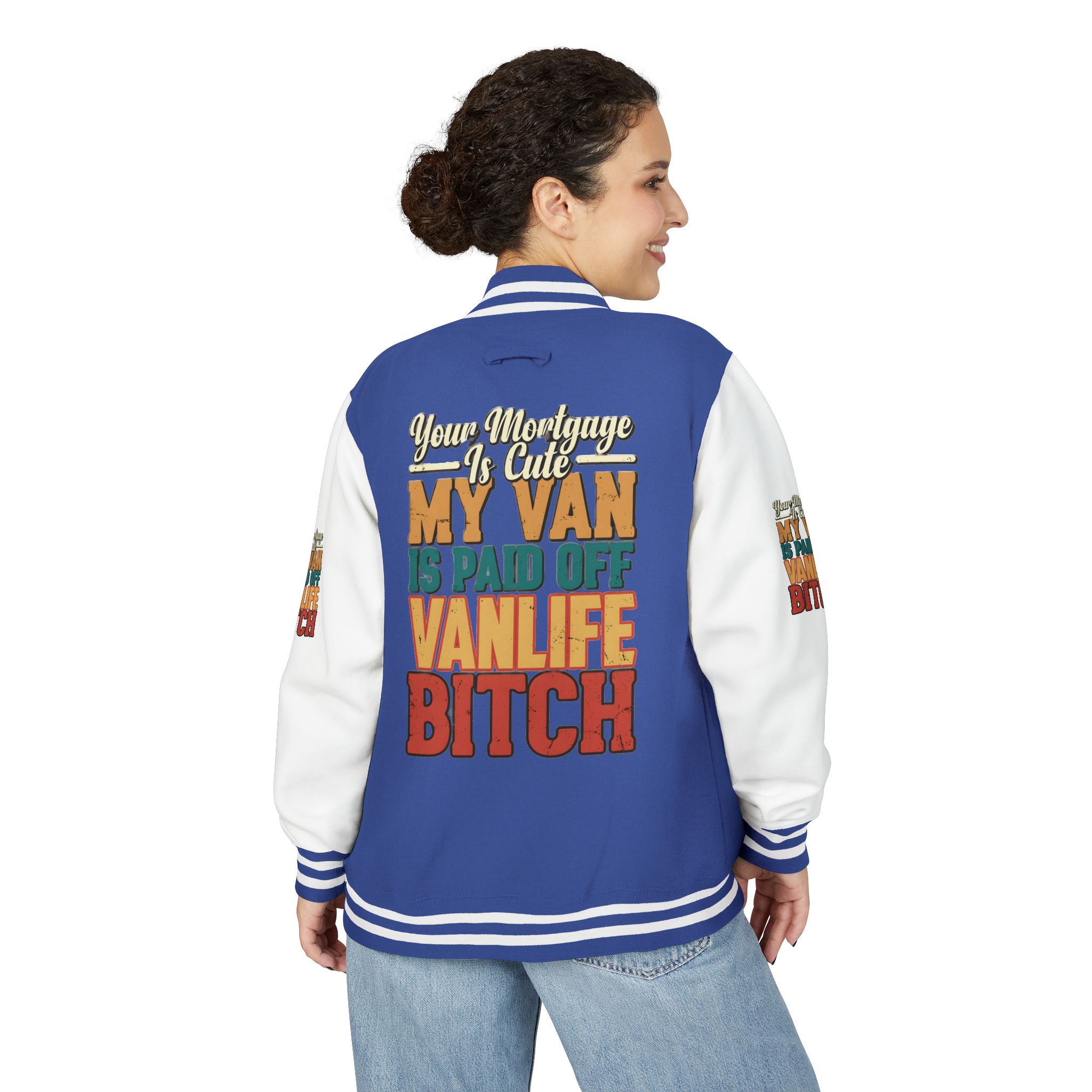 Unisex Heavyweight Letterman Jacket — "Your Mortgage Is Cute" Design F**K-Line