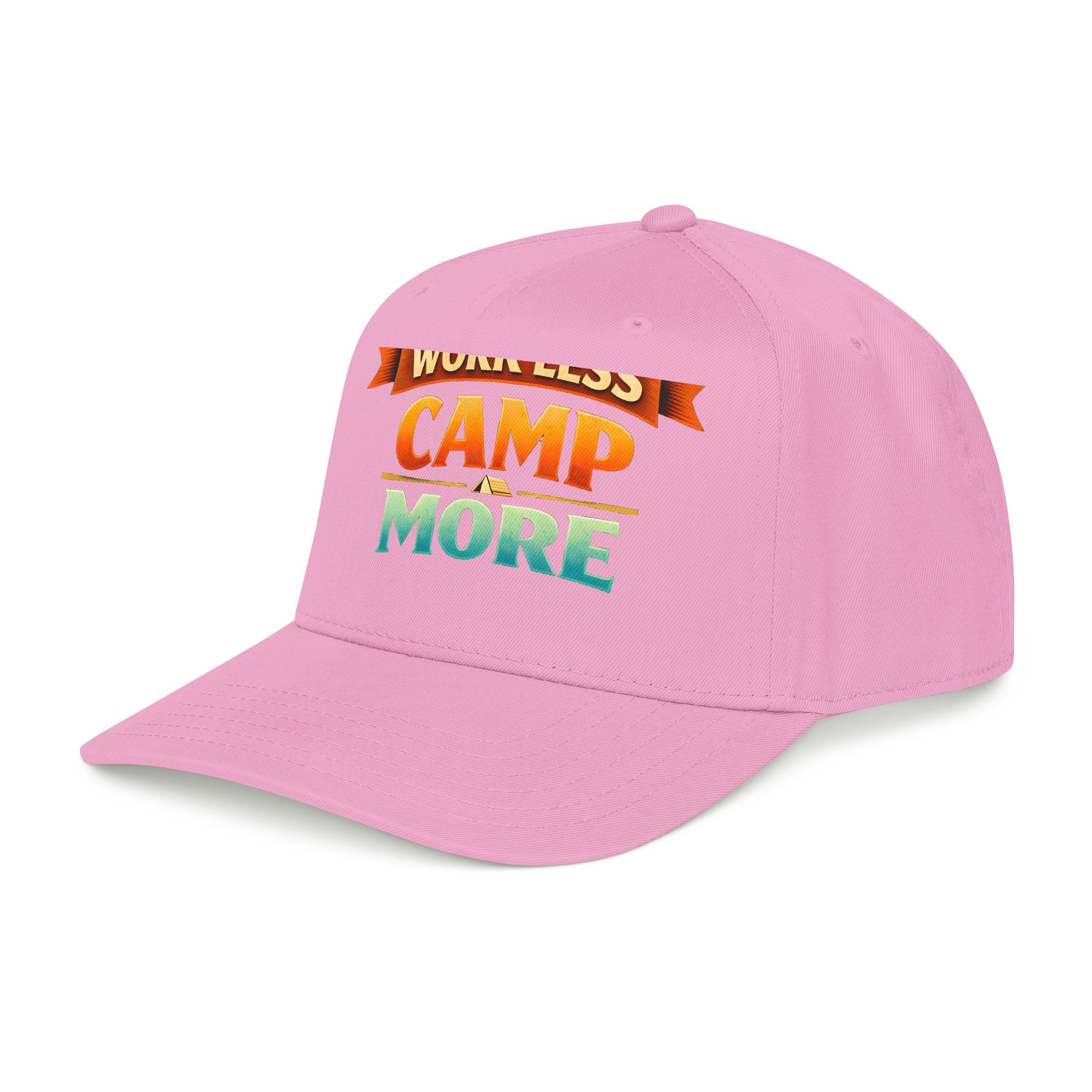 Baseball Cap - "Work Less-Camp More" Design Scenic-Line