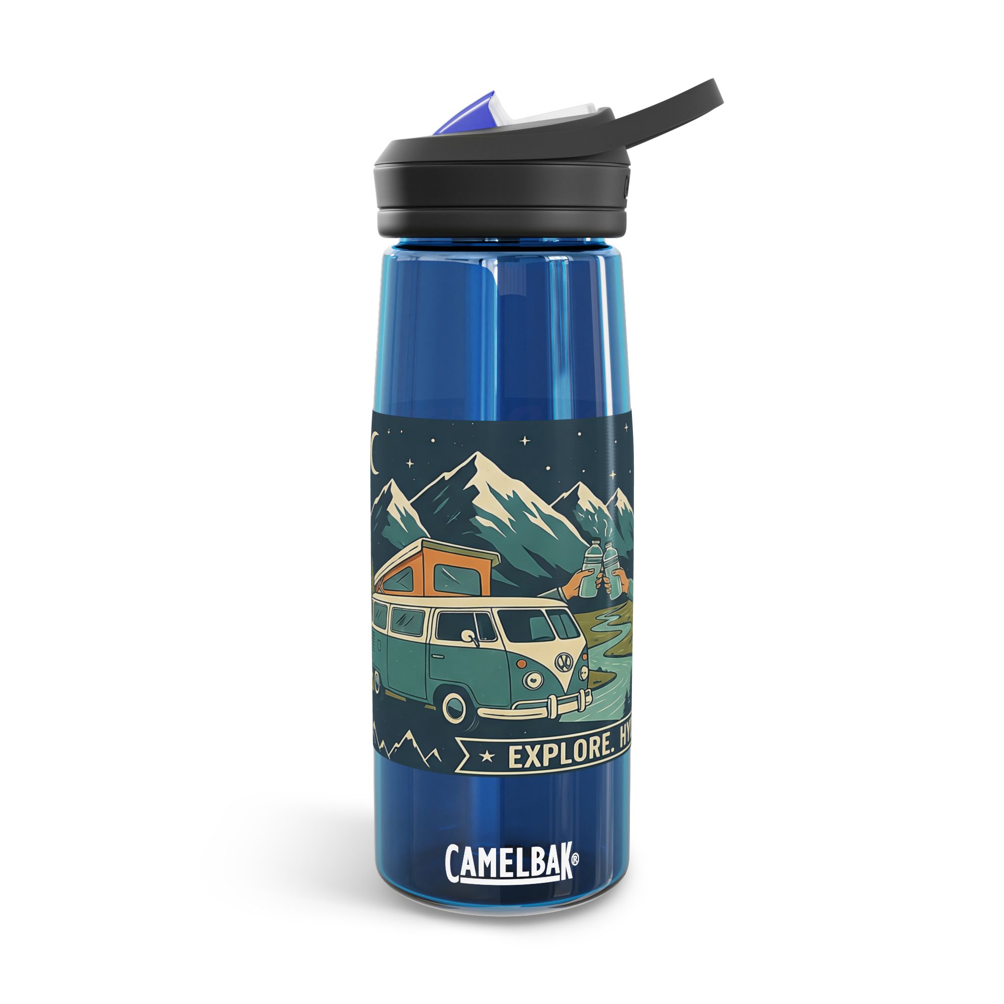 Water Bottle — CamelBak Eddy 20/25oz, "Road. Water. Stay Wild."