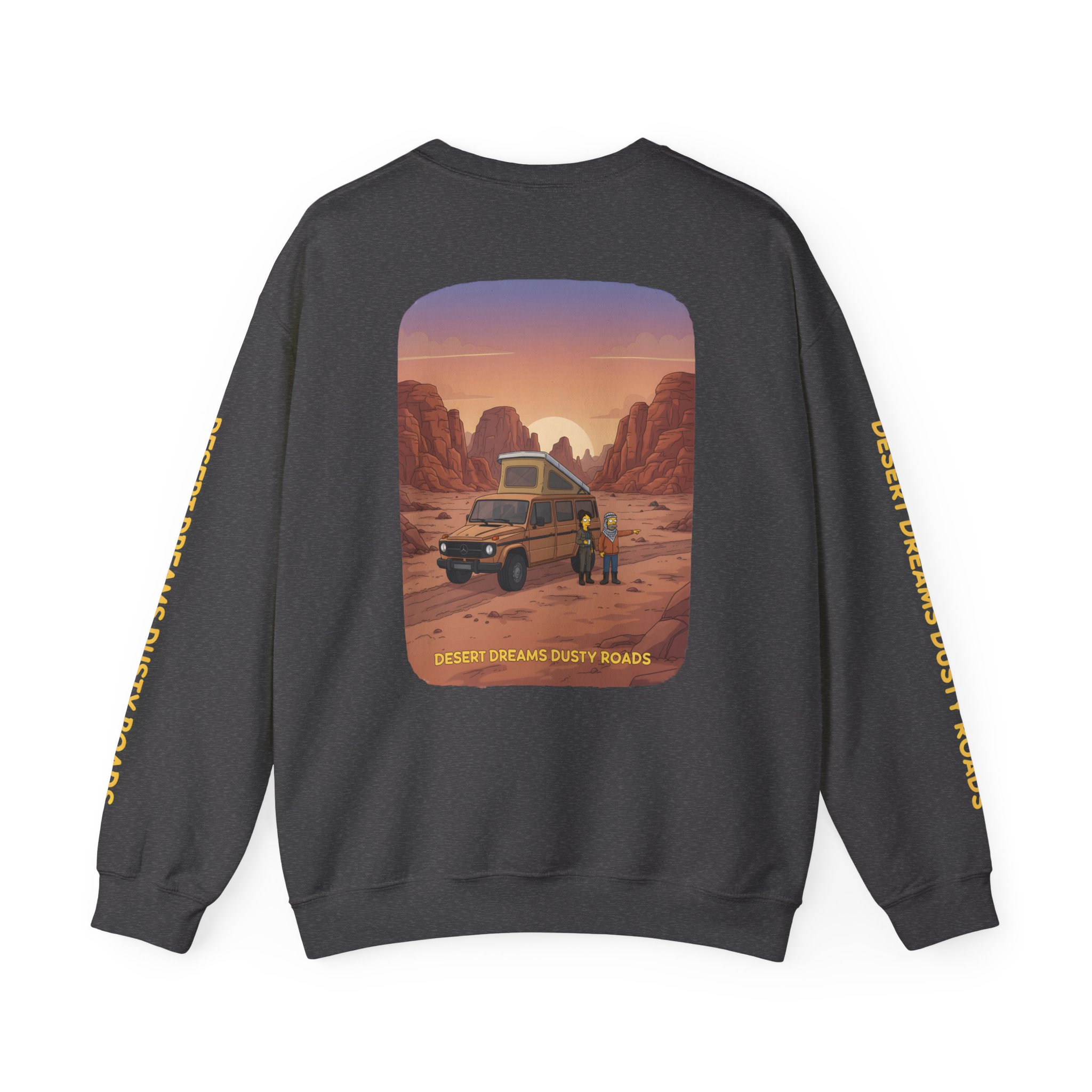 Unisex Heavy Blend™ Crewneck Sweatshirt — "Desert Dreams Dusty Roads" Design Sitcom-Line