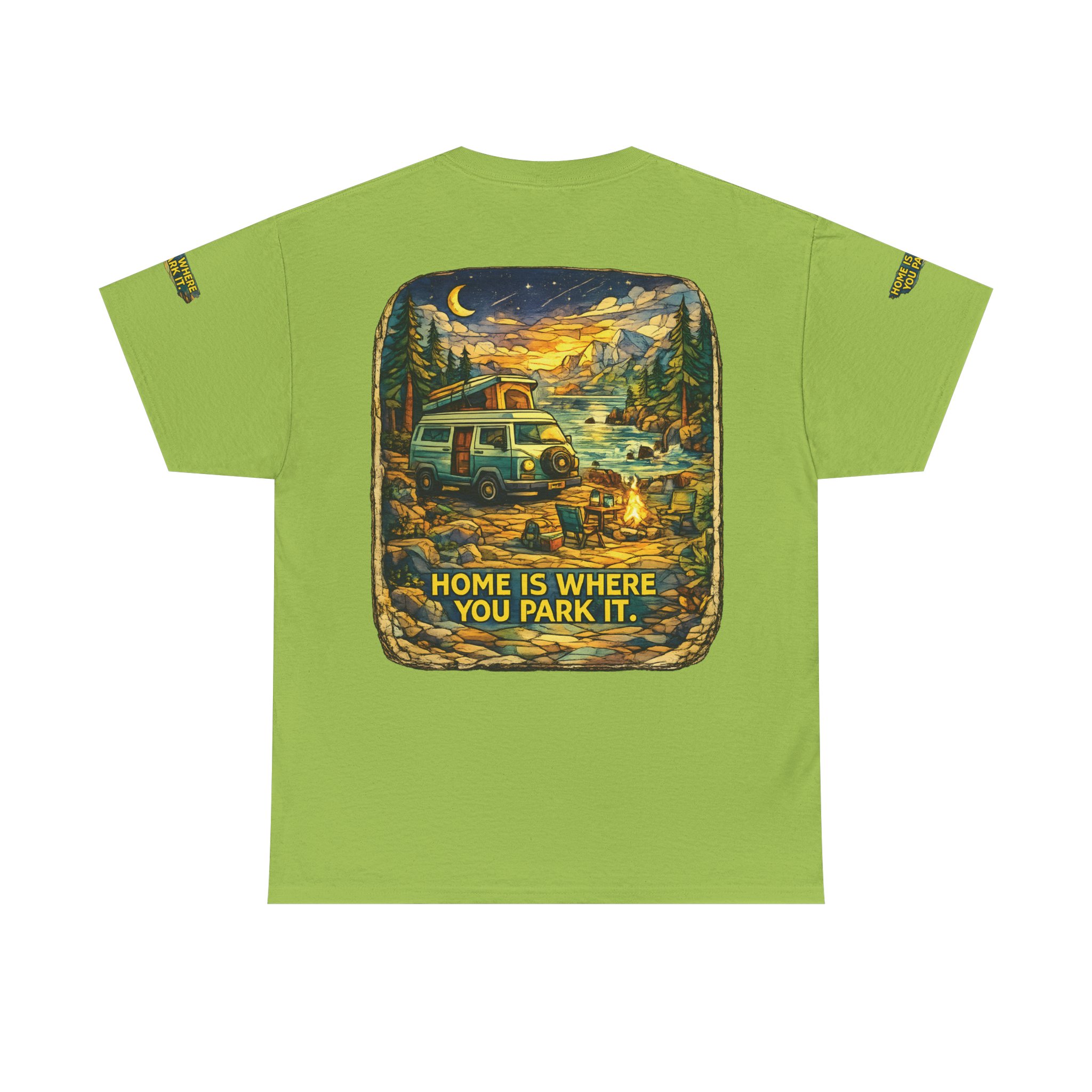 Unisex Heavy Cotton Tee — "Home Is Where You Park It" Design Cubic-Line