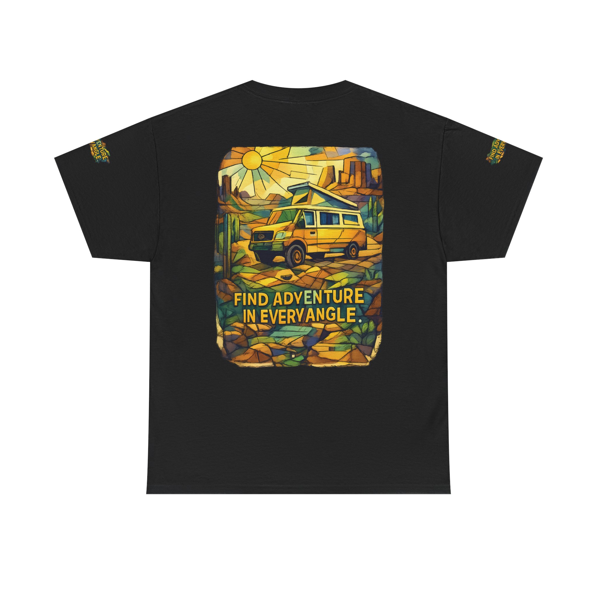 Unisex Heavy Cotton Tee — "Find Adventure In Every Corner" Design Cubic-Line