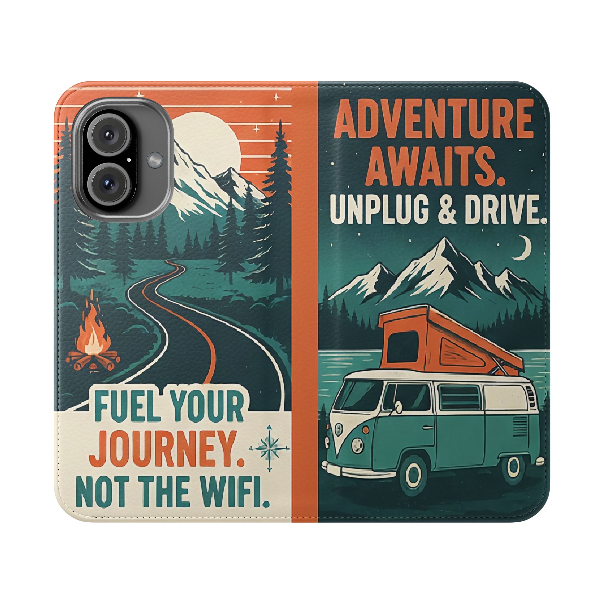 Flip Phone Case — "Adventure Awaits, Fuel Your Journey, Not the WiFi" Wallet Cover