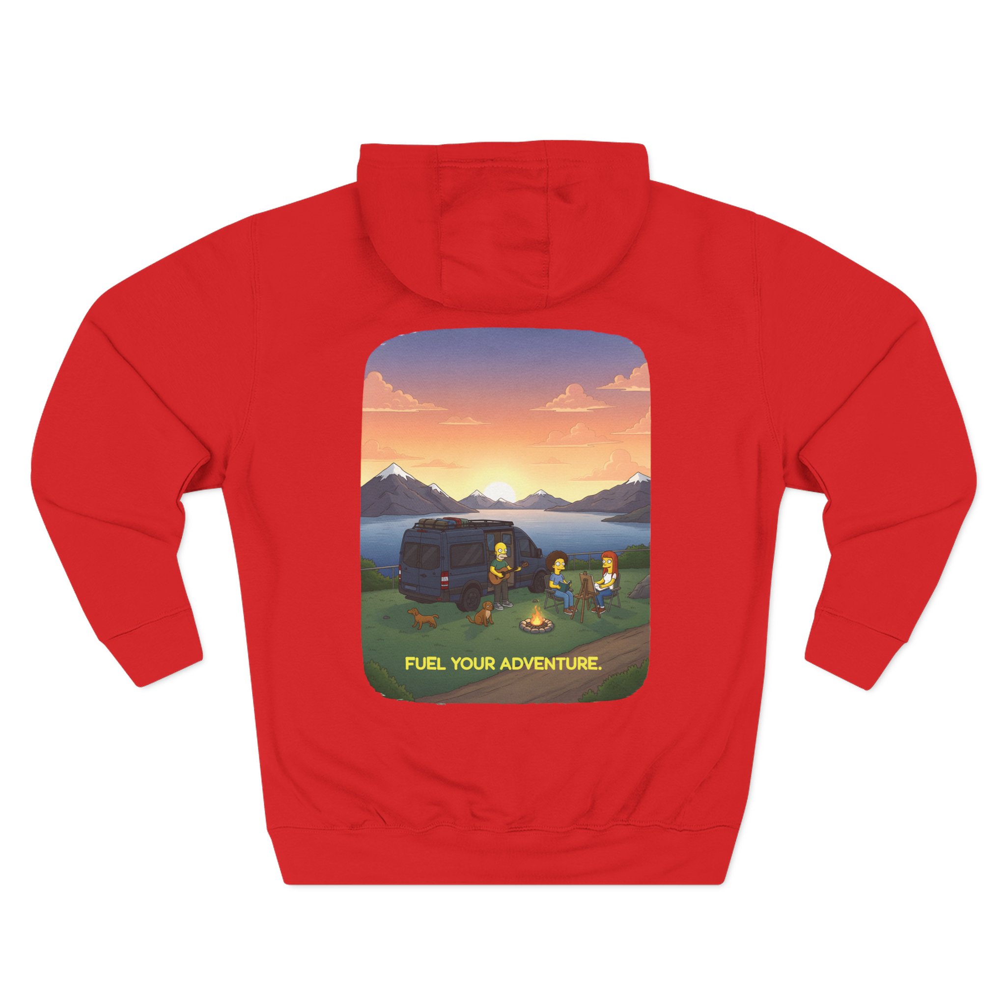 Three-Panel Fleece Hoodie - "Fuel Your Adventure" Design Sitcom-Line
