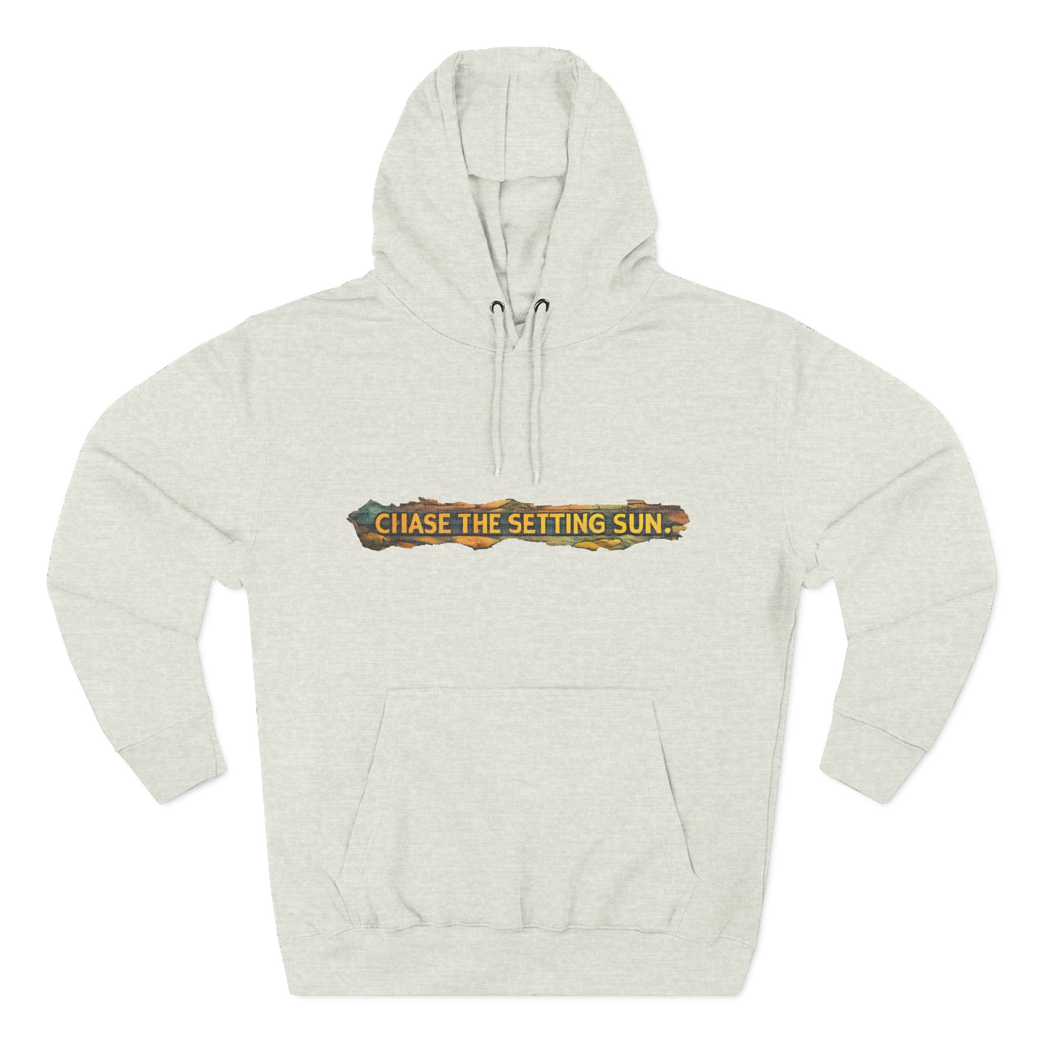 Three-Panel Fleece Hoodie - "Chase The Settings Sun" Design Cubic-Line