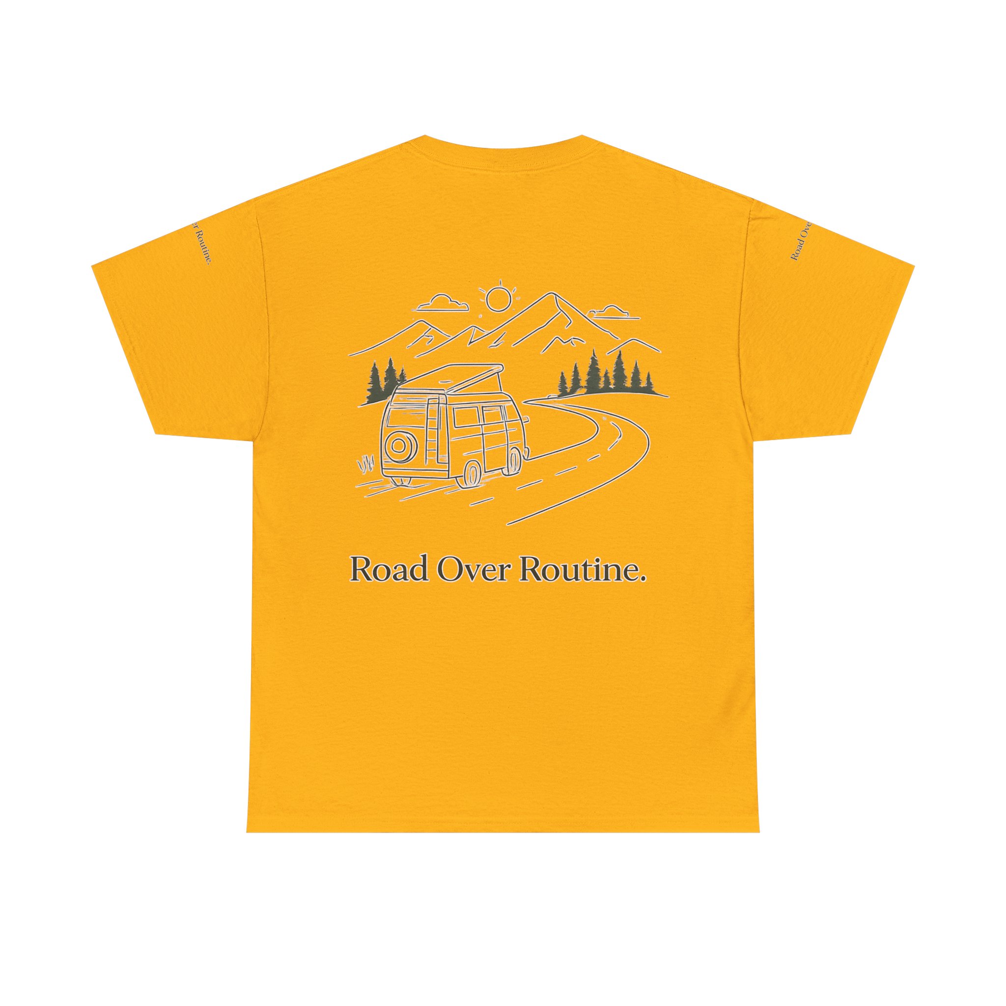 Unisex Heavy Cotton Tee — "Road Over Routine" Design Minimal-Line