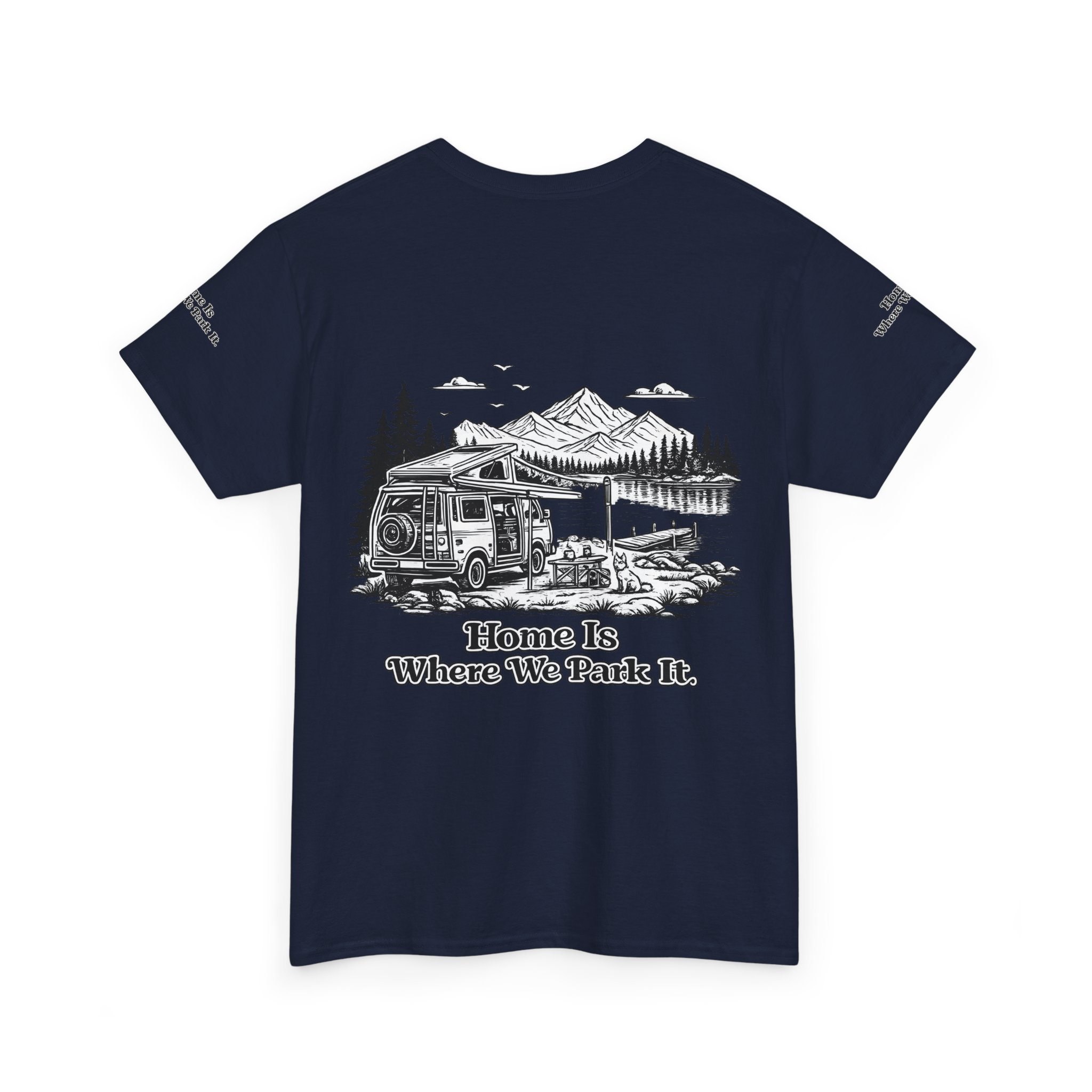 Unisex Heavy Cotton Tee — "Home Is Where You Park It" Design Minimal-Line