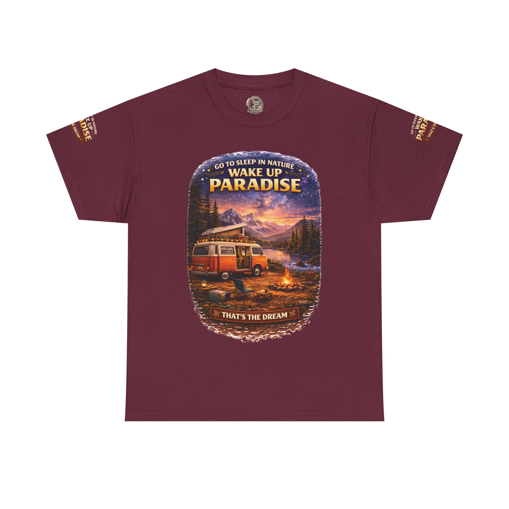Unisex Heavy Cotton Tee — "Go To Sleep In Nature " Design Scenic-Line