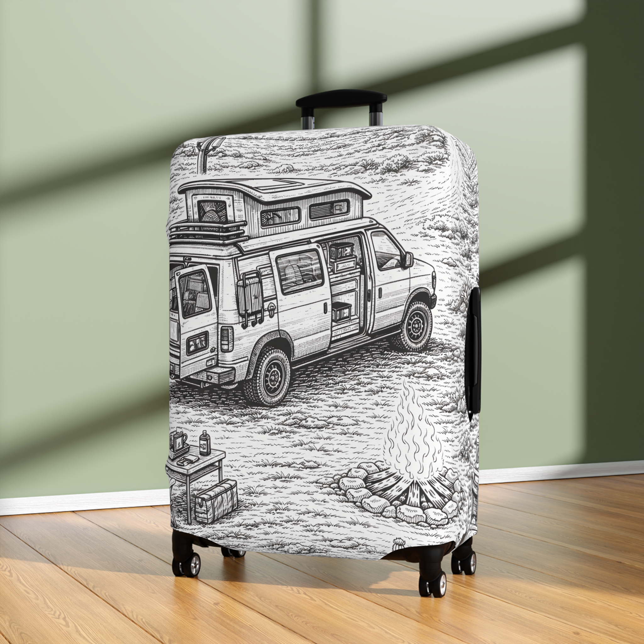 13761528109500805503_2048.jpeg Luggage Cover — Adventure Camper Sketch Travel Suitcase