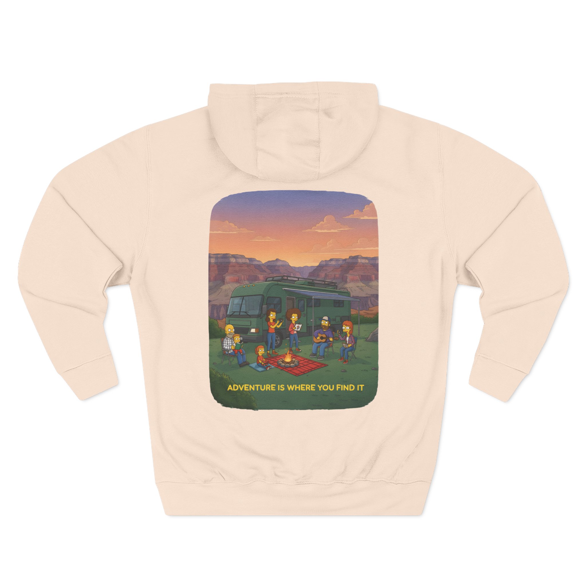 Three-Panel Fleece Hoodie - "Adventure Is Where You Find It" Design Sitcom-Line