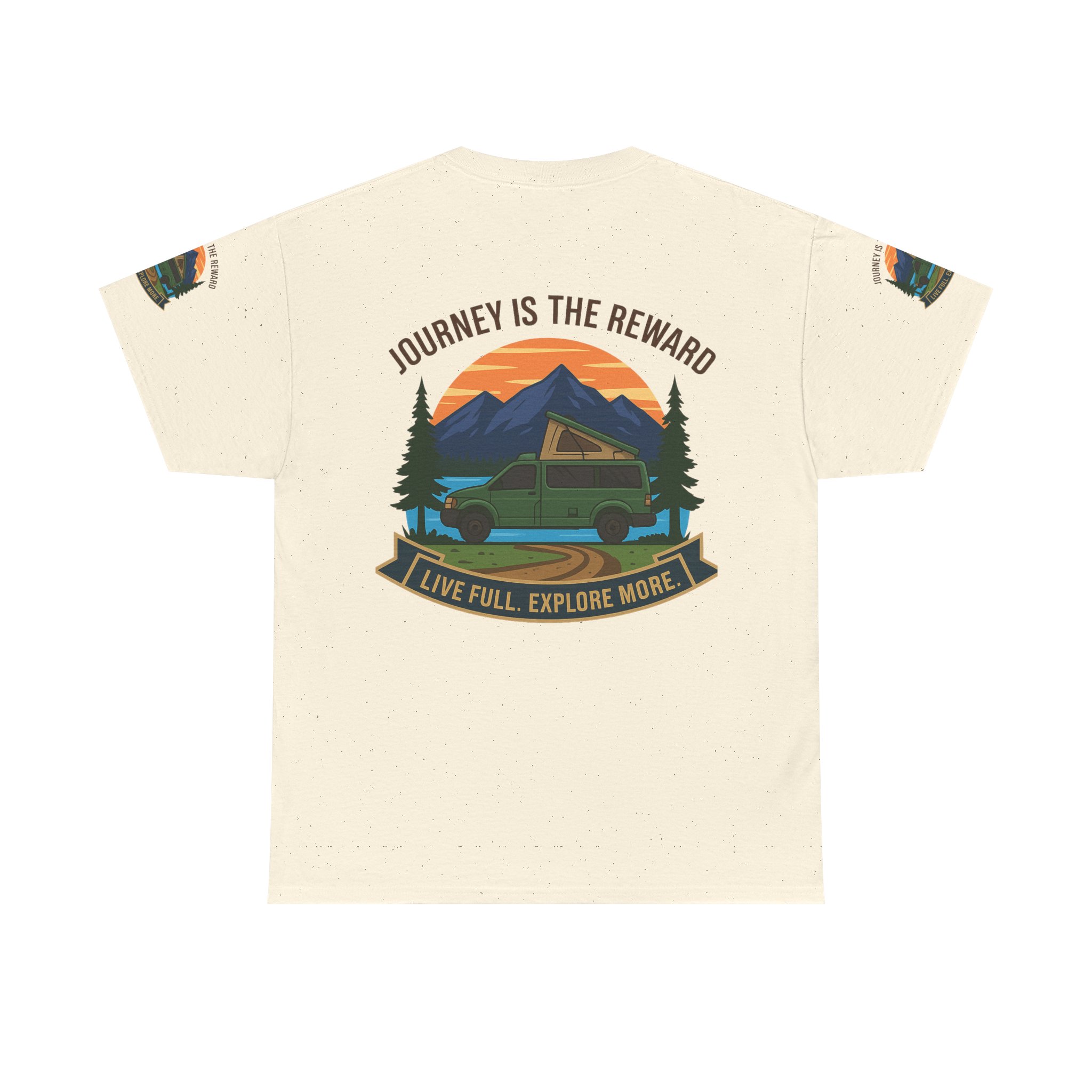 Unisex Heavy Cotton Tee  — "Journey Is The Reward Tee" Adventure Camper Van Graphic T-Shirt