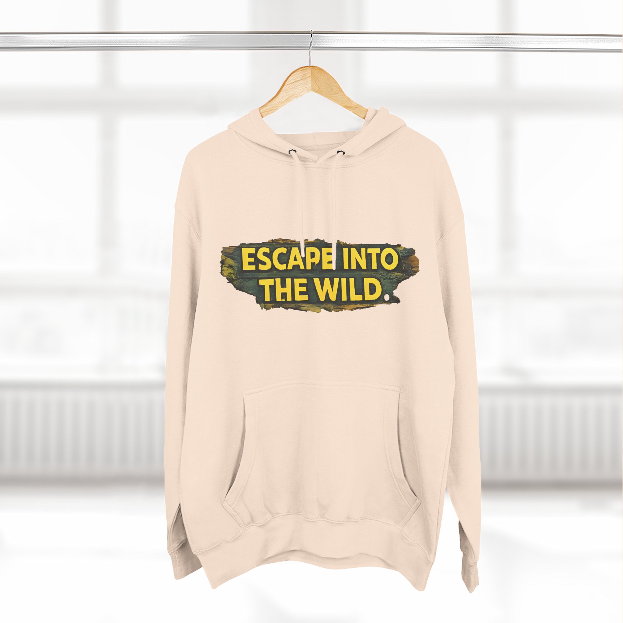 Three-Panel Fleece Hoodie - "Escape Into The Wild" Design Cubic-Line