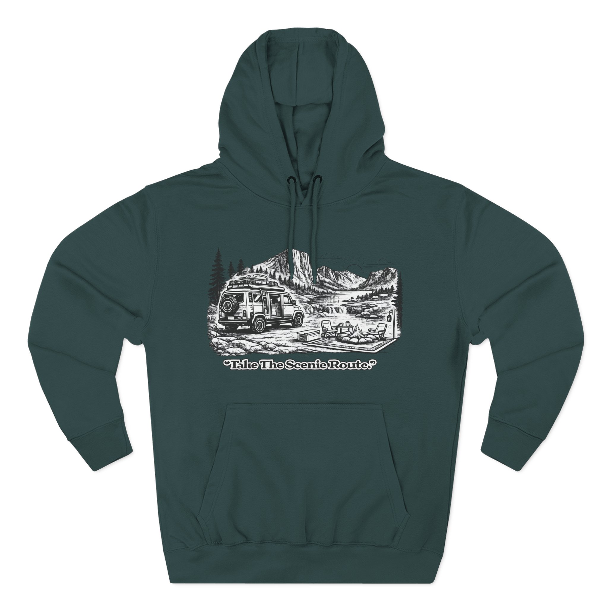 1377337236450063281_2048.jpeg Three-Panel Fleece Hoodie - "Take The Scenic Route" Design Minimal-Line