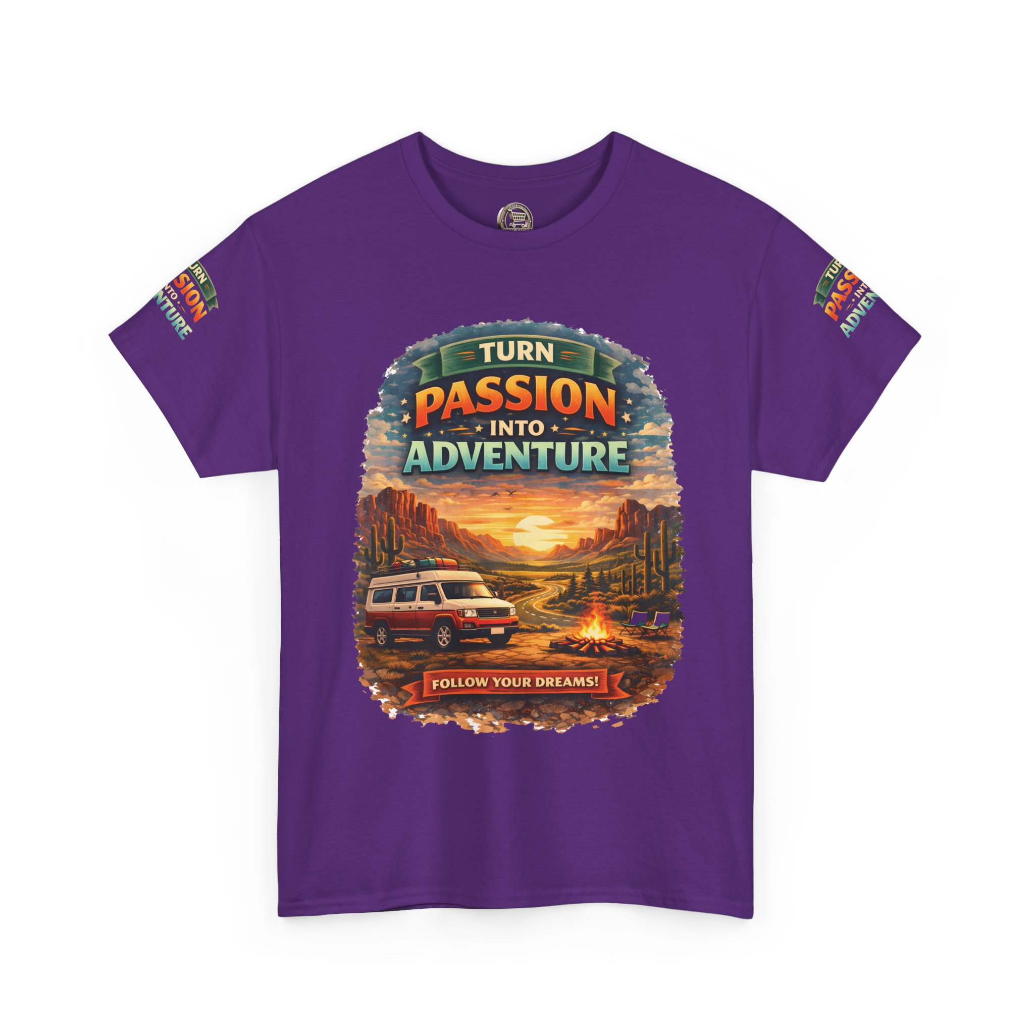Unisex Heavy Cotton Tee — "Turn Passion Into Adventure" Design Scenic-Line