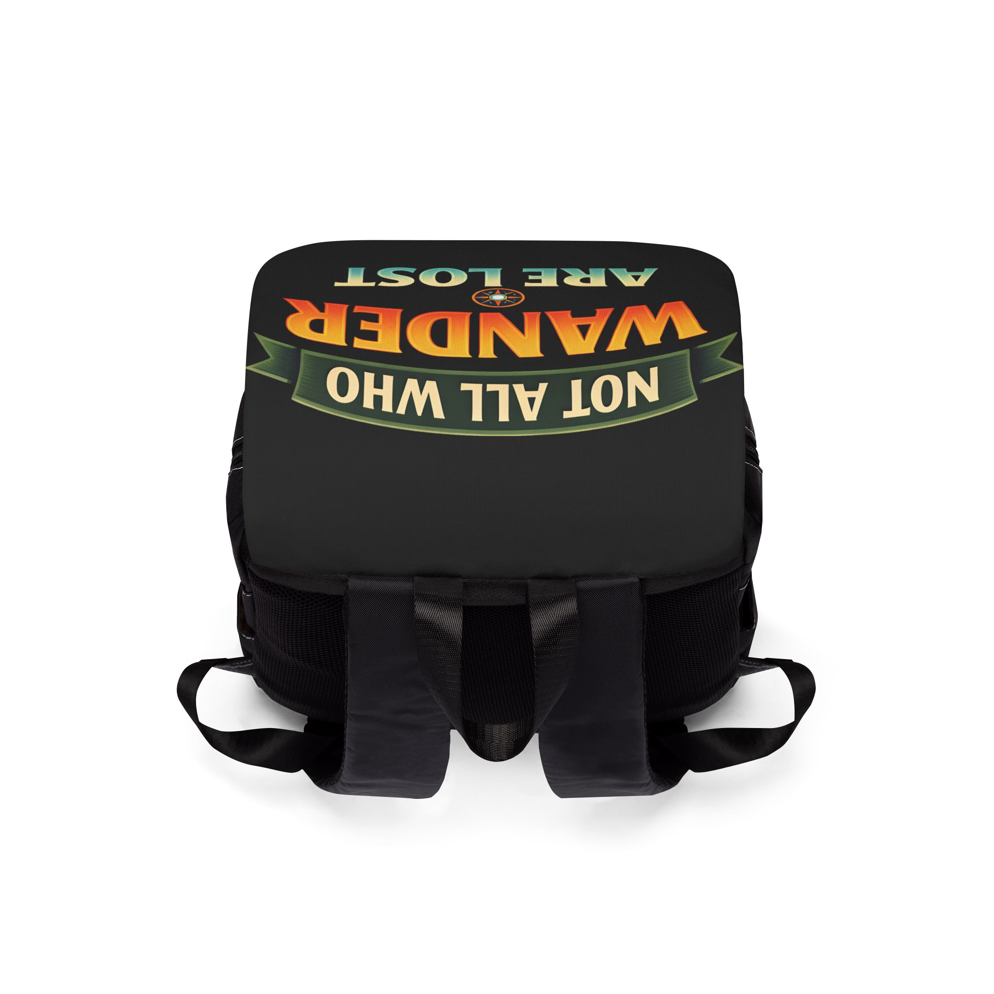 Unisex Casual Shoulder Backpack—"Not All Who Wander Are Lost" Design Scenic-Line(Campervan)