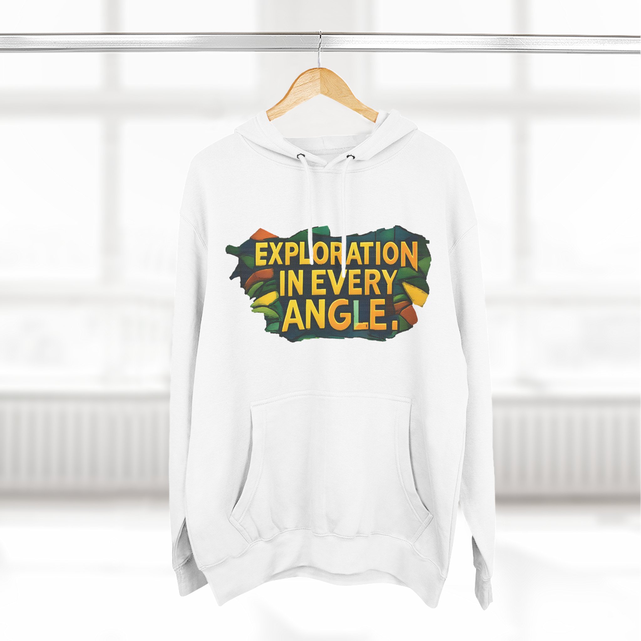 Three-Panel Fleece Hoodie - "Exploration In Every Angle" Design Cubic-Line