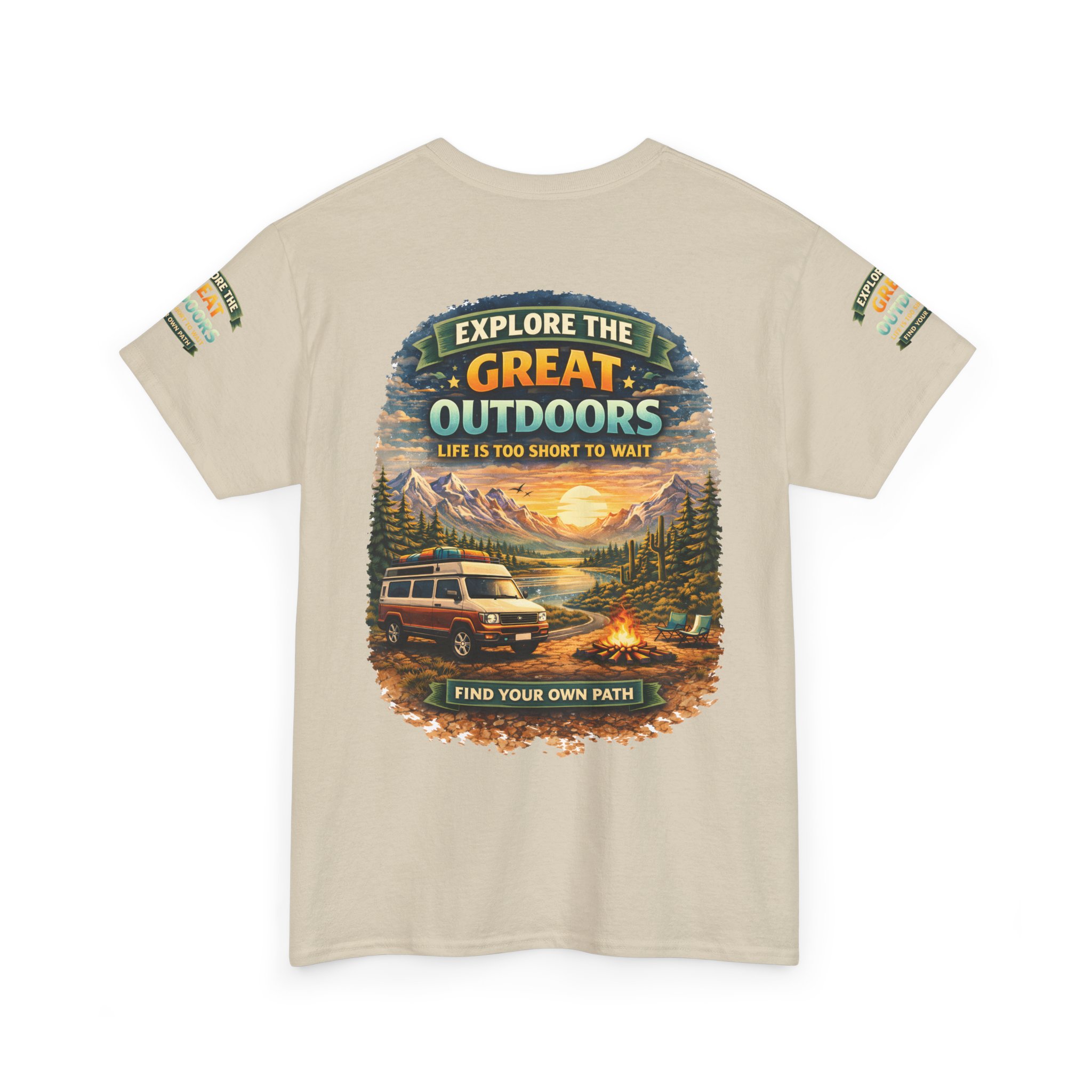 Unisex Heavy Cotton Tee — "Explore The Great Outdoors" Design Scenic-Line