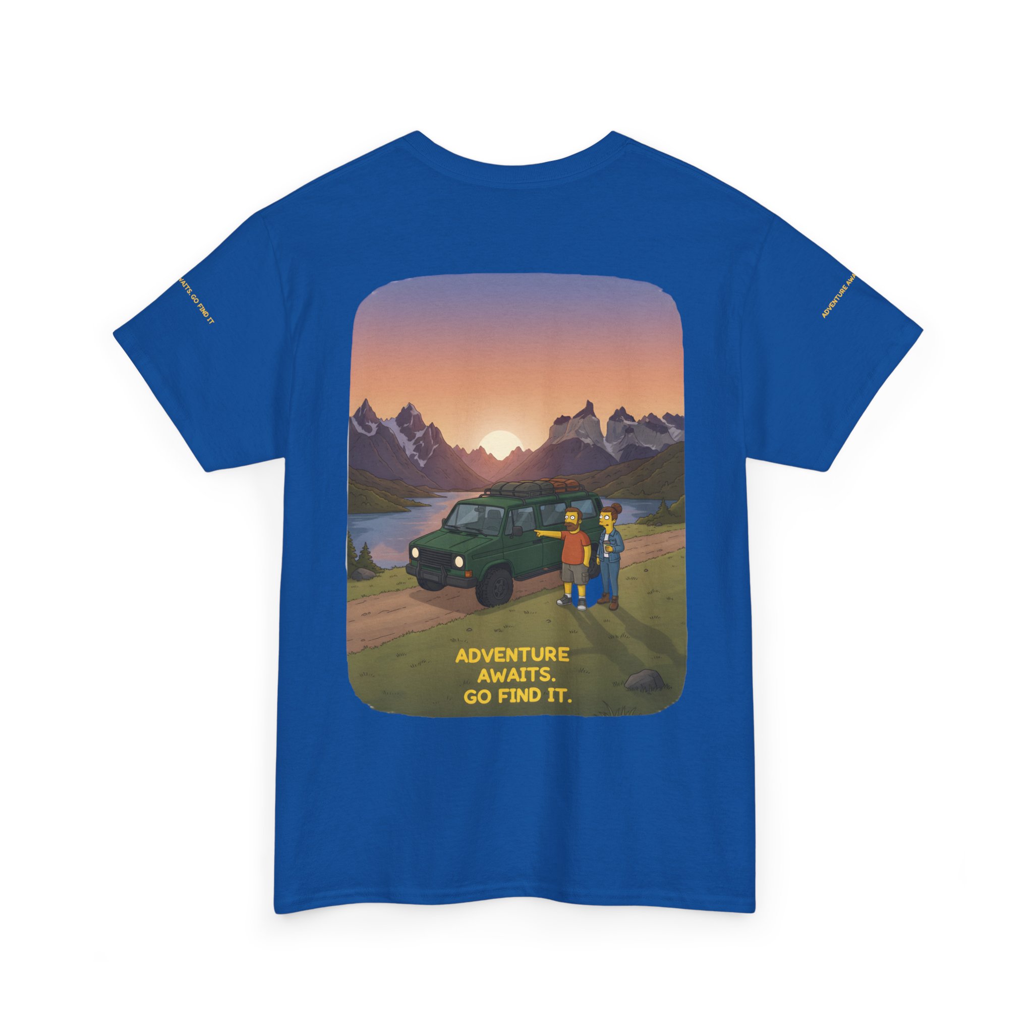 Unisex Heavy Cotton Tee — "Adventure Awaits-Go Find It" Design Sitcom-Line