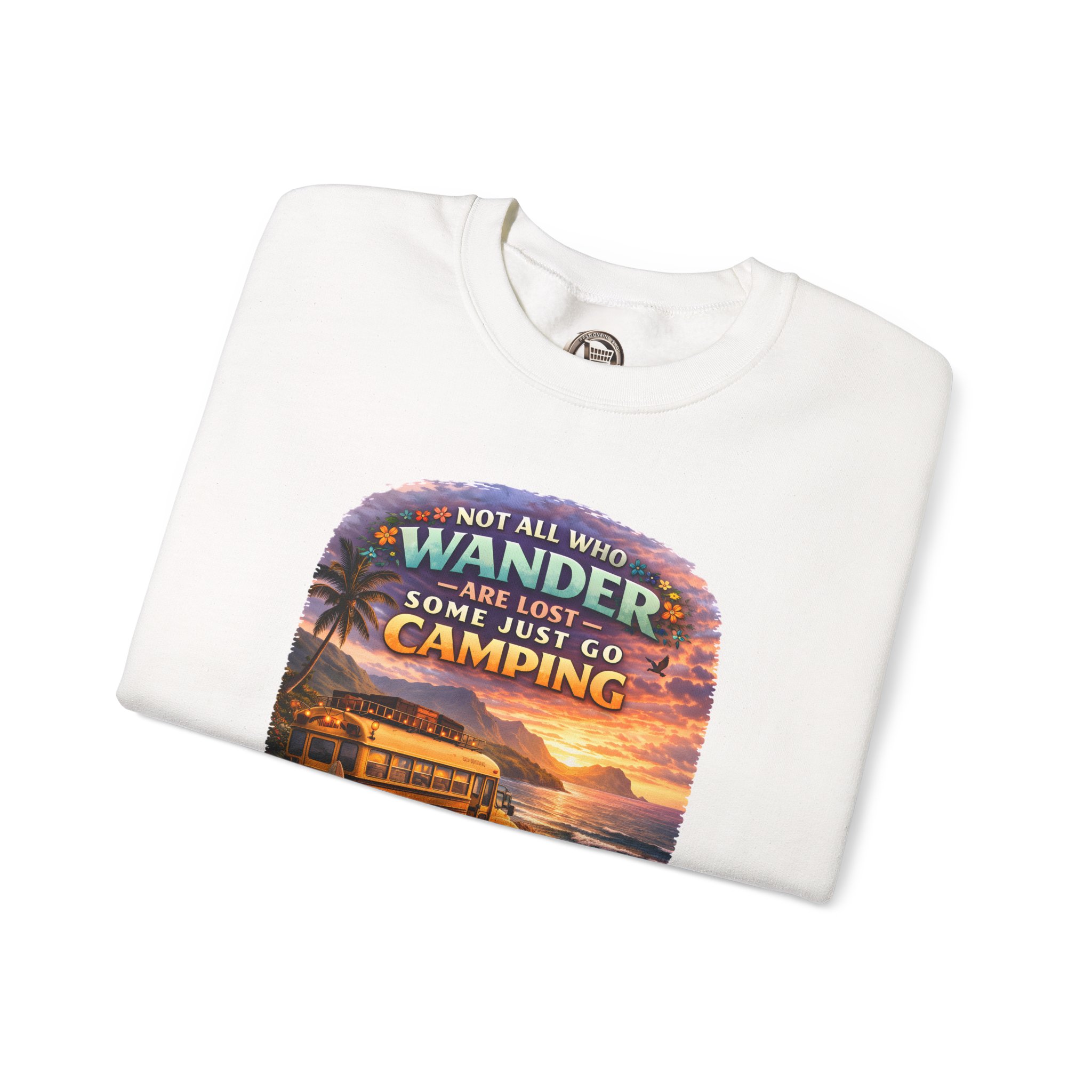 Unisex Heavy Blend™ Crewneck Sweatshirt — "Not All Who Wander Are Lost" Design Scenic-Line