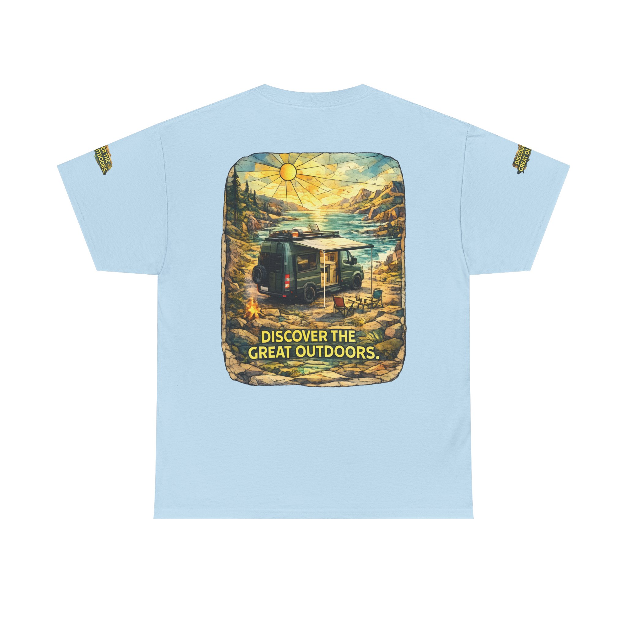 Unisex Heavy Cotton Tee — "Discover The Great Outdoors" Design Cubic-Line