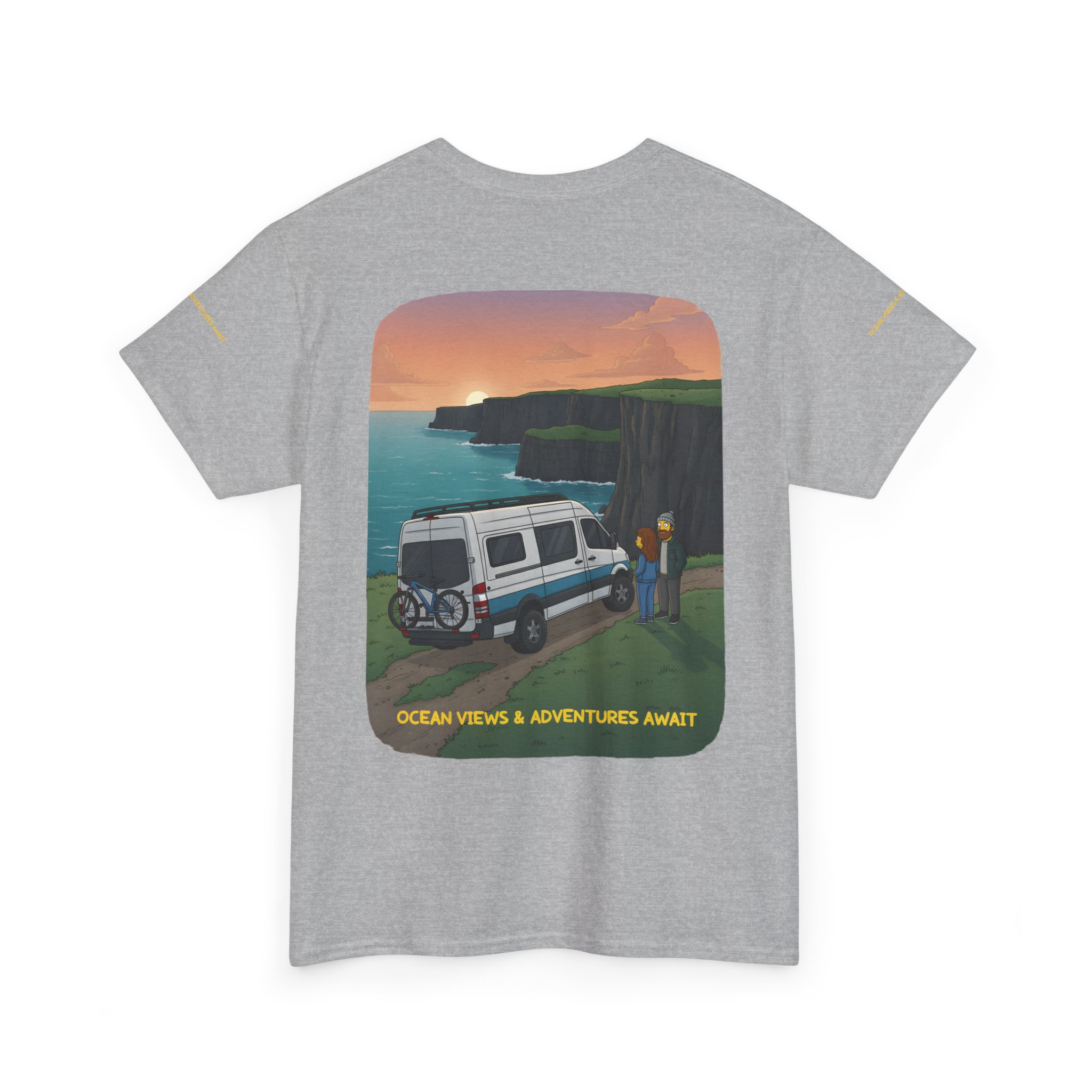 Unisex Heavy Cotton Tee — "Ocean Views-Adventures Awaits" Design Sitcom-Line