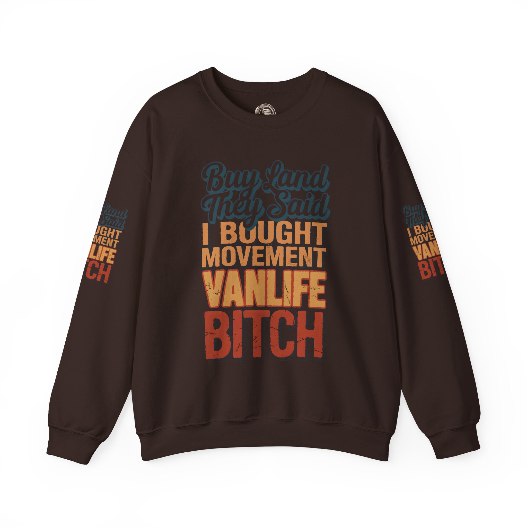 Unisex Heavy Blend™ Crewneck Sweatshirt — "Buy Land They Said" Design F**K-Line