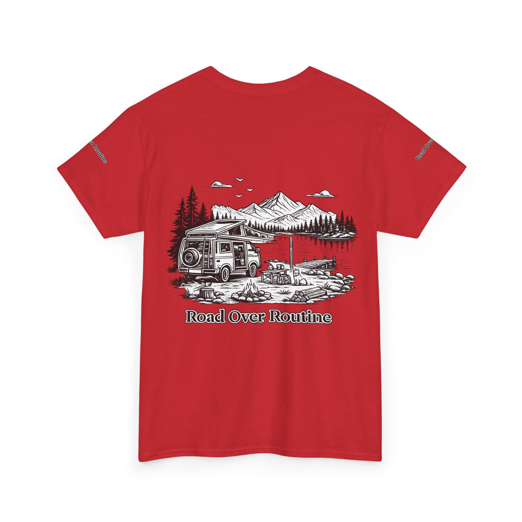 Unisex Heavy Cotton Tee — "Road Over Routine" Design Minimal-Line