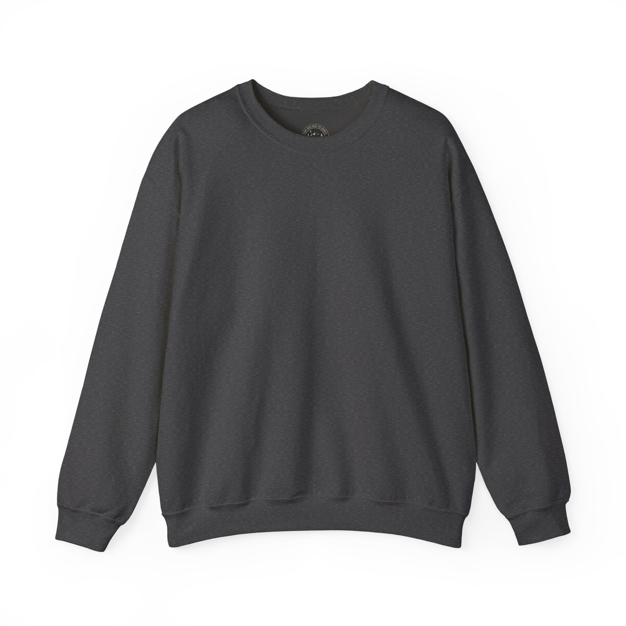 Crewneck Sweatshirt — "ROAD WHERE MADE FOR JOURNEYS-NOT DESTINATIONS" (Only Back printed) Vintage Camper Van Outdoor Graphic