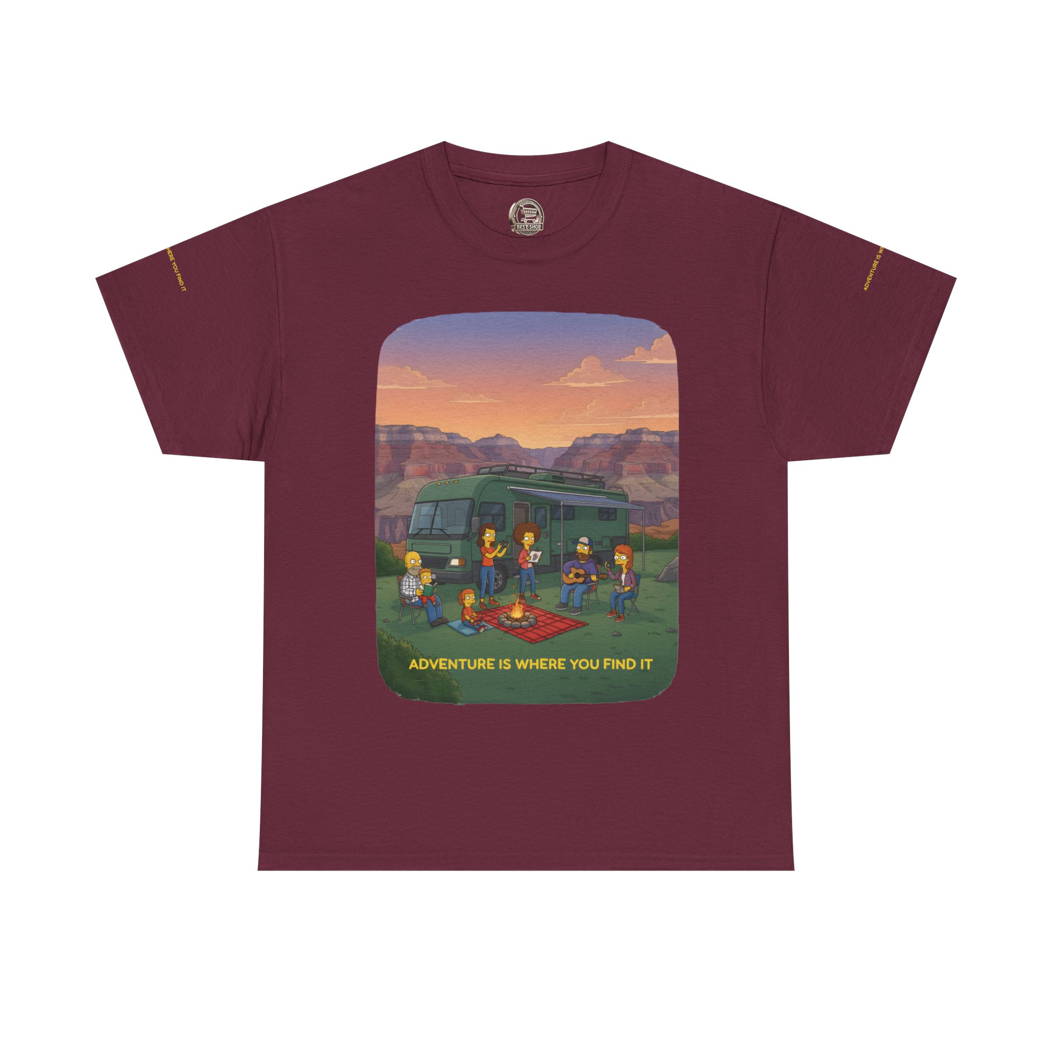 Unisex Heavy Cotton Tee — "Adventure Is Where You Find It" Design Sitcom-Line