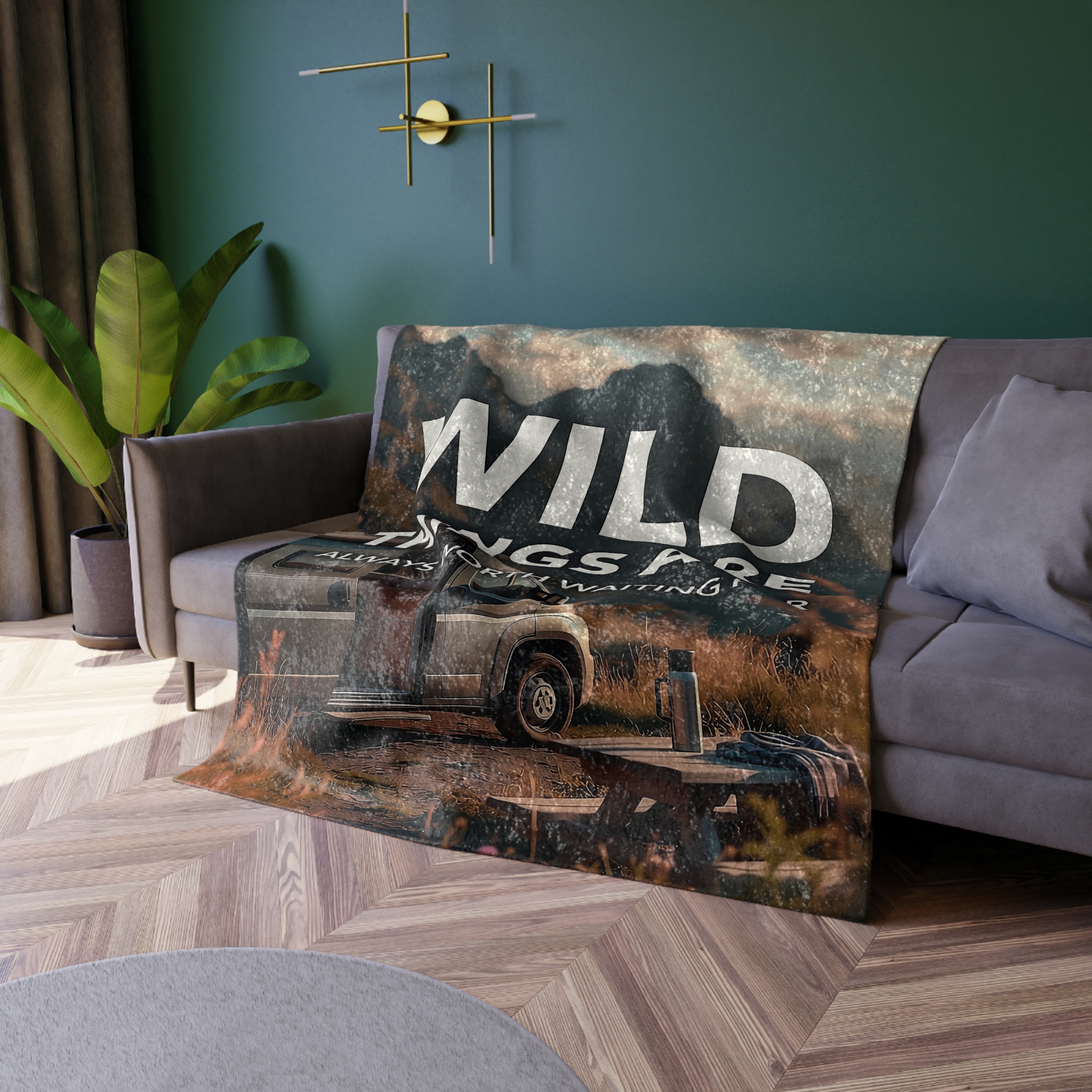 Crushed Velvet Blanket — 'Wild Things Are Always Worth Waiting For' Scenic Adventure Throw