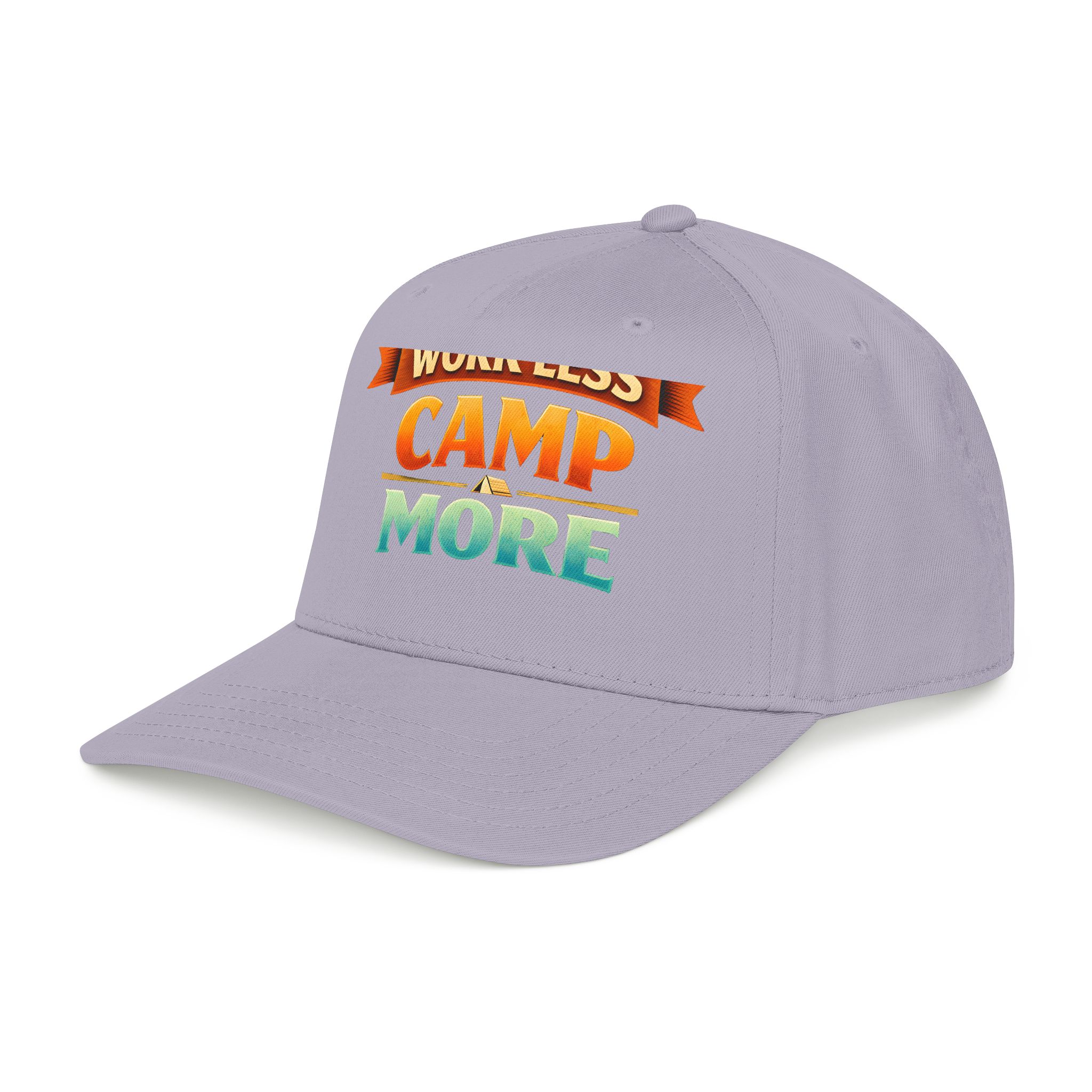 Baseball Cap - "Work Less-Camp More" Design Scenic-Line