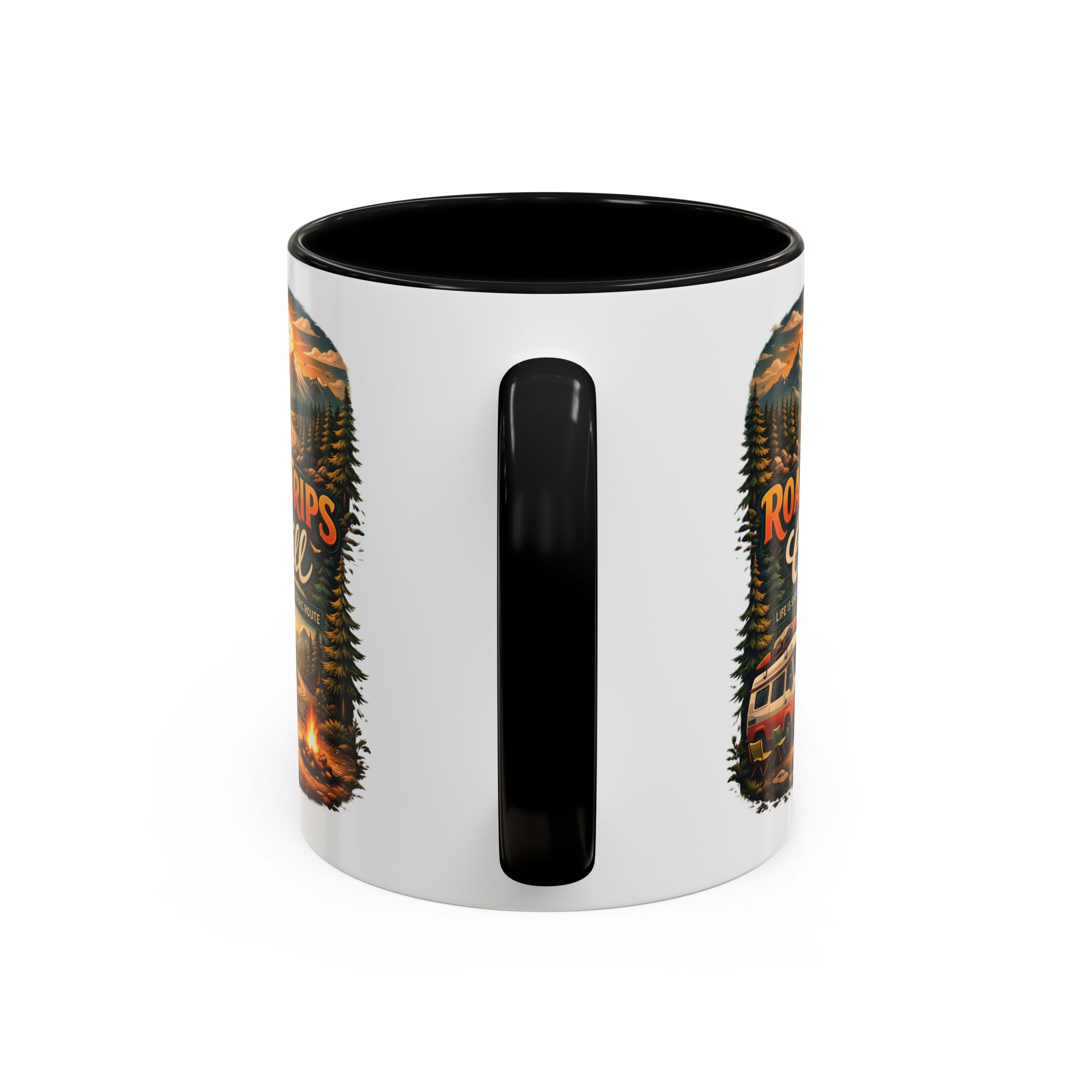 Accent Coffee Mug (11, 15oz) — "Road Trips & Chill" Design Scenic-Line