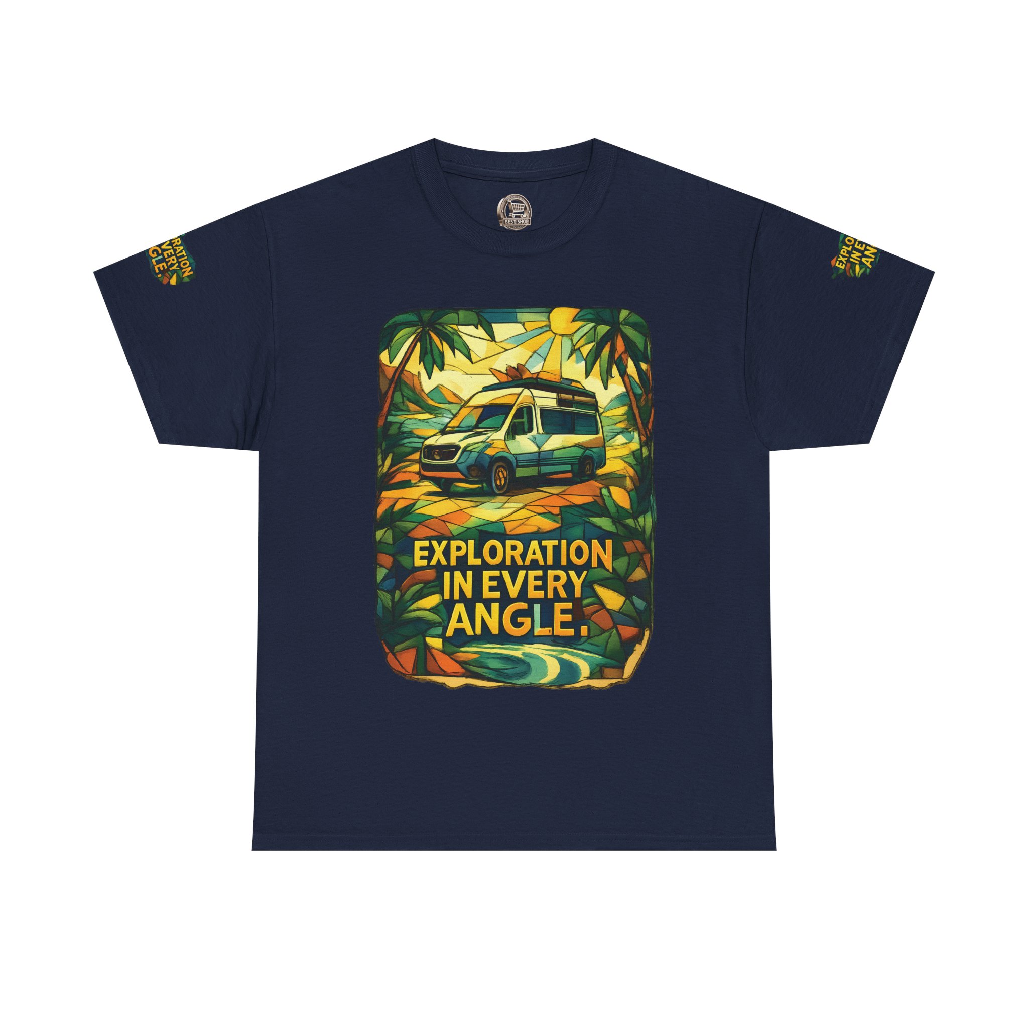 Unisex Heavy Cotton Tee — "Exploration In Every Angle" Design Cubic-Line