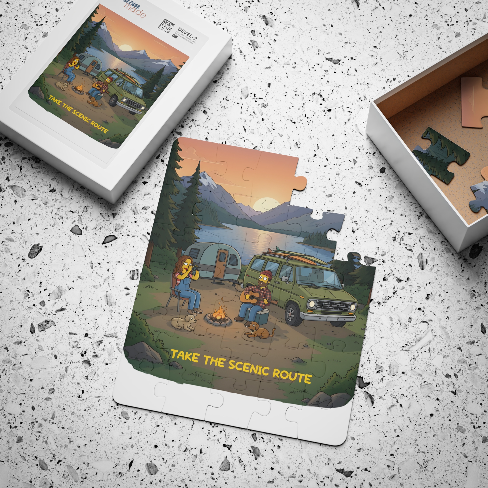 13826049525100790710_2048.jpeg Kids' 30‑Piece Camping Puzzle — Sunset Mountain Campfire Scene