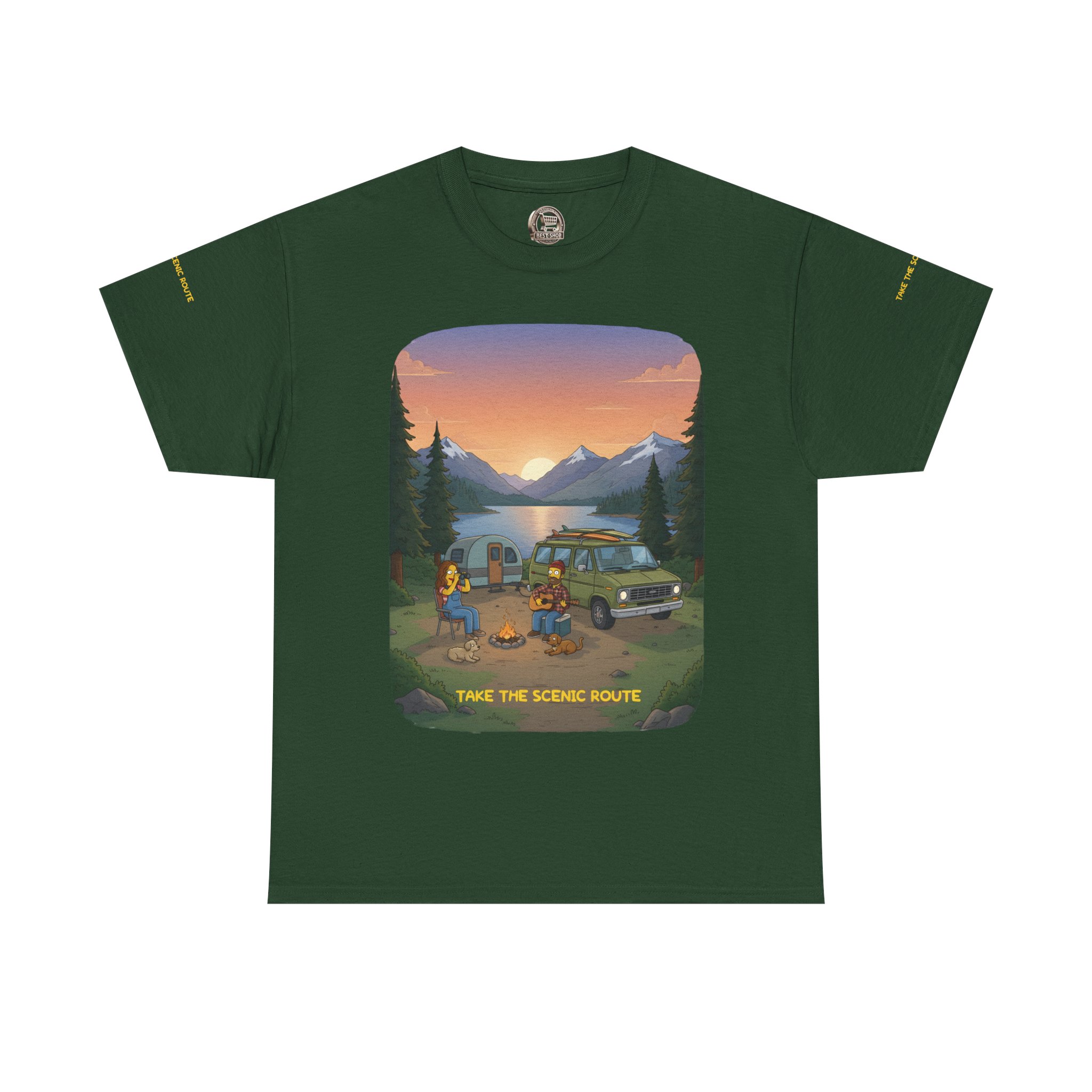 Unisex Heavy Cotton Tee — "Take The Scenic Route" Design Sitcom-Line