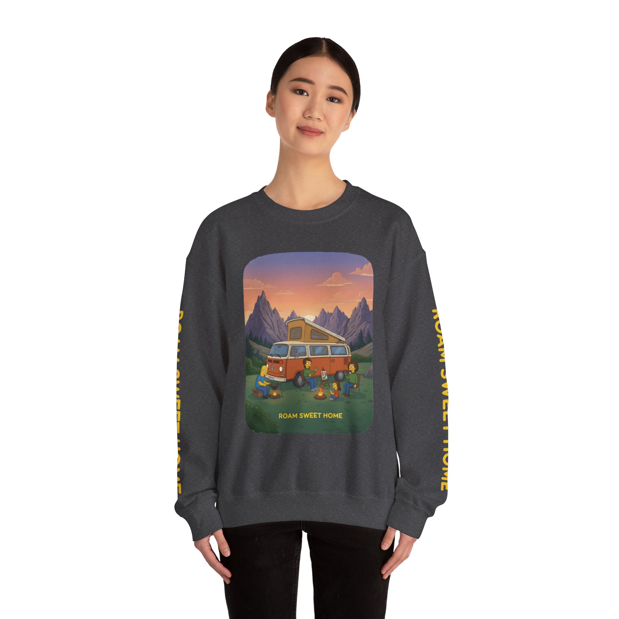 Unisex Heavy Blend™ Crewneck Sweatshirt — "Roam Sweet Home" Design Sitcom-Line