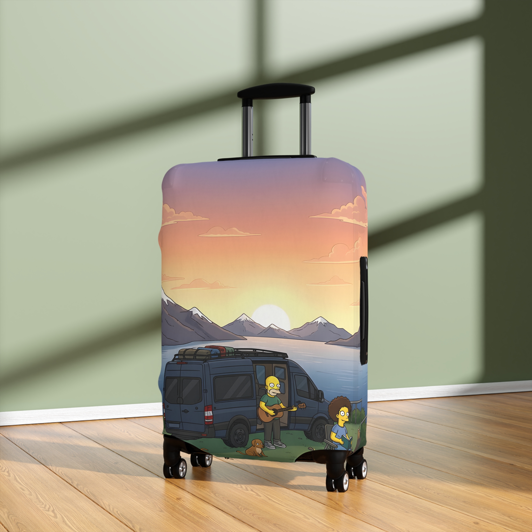 Luggage Cover — Adventure Camper Sketch Travel Suitcase(Design Sitcom-Line)