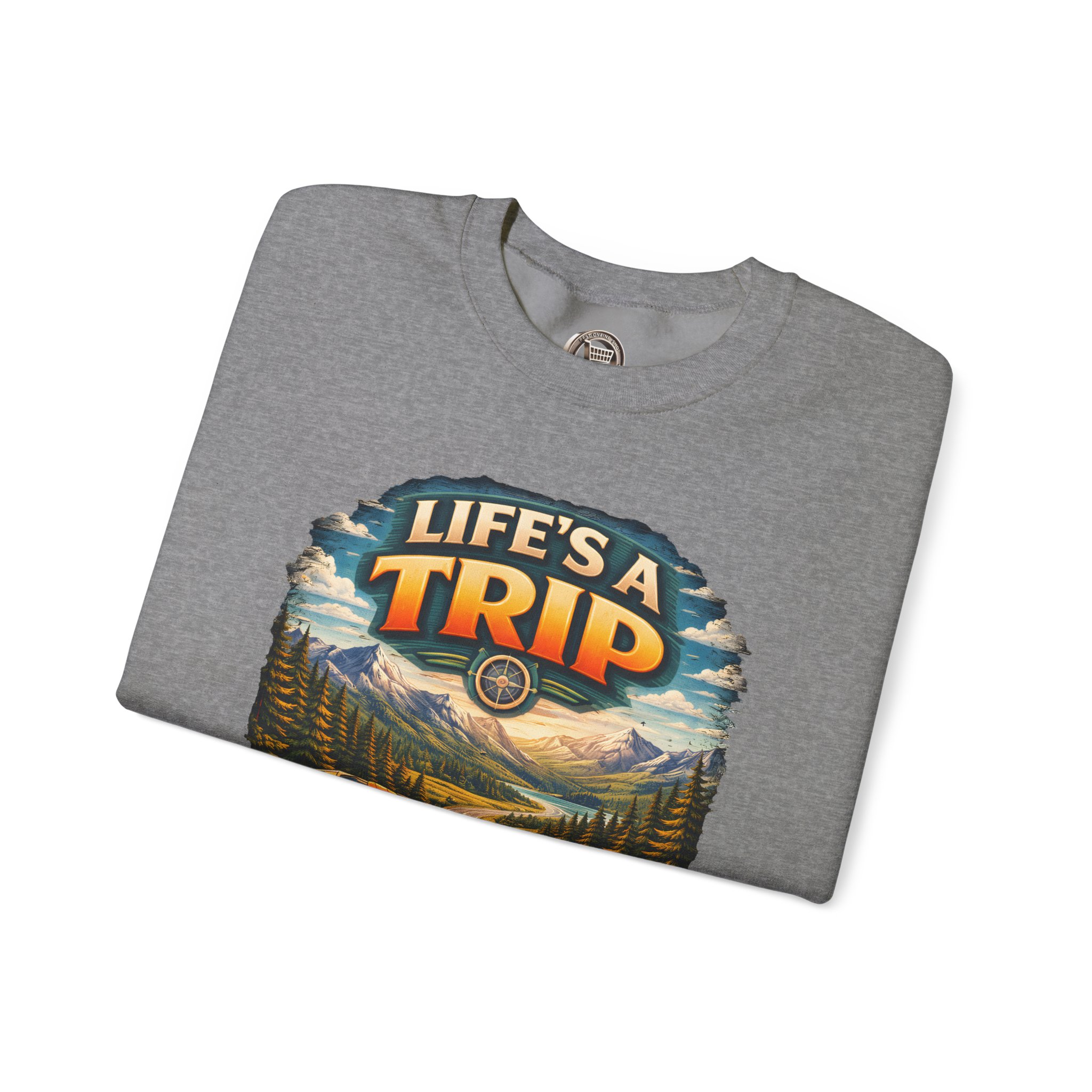 Unisex Heavy Blend™ Crewneck Sweatshirt — "Life s A Trip" Design Scenic-Line