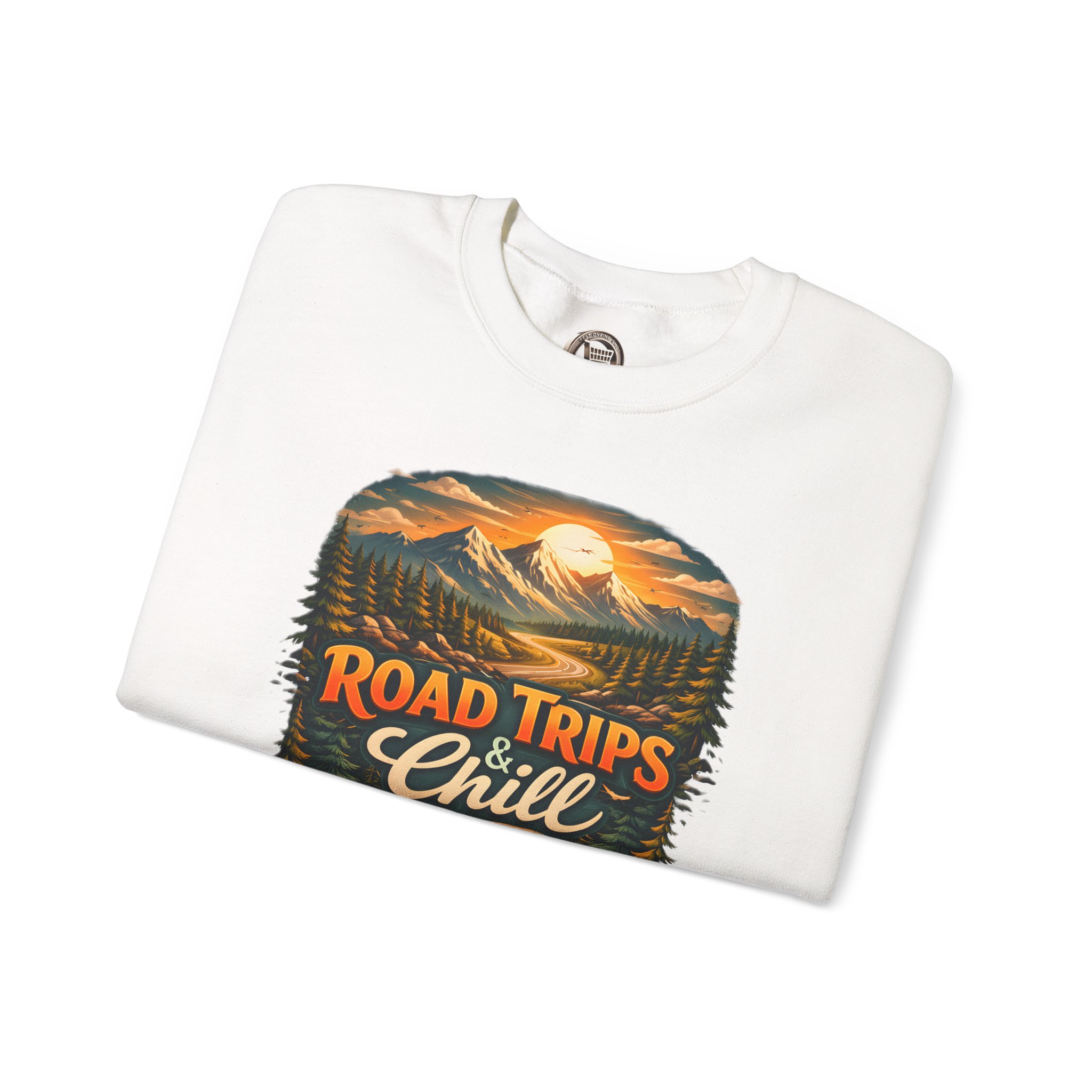 13851855035295115383_2048.jpeg Unisex Heavy Blend™ Crewneck Sweatshirt — "Road Trips & Chill" Design Scenic-Line
