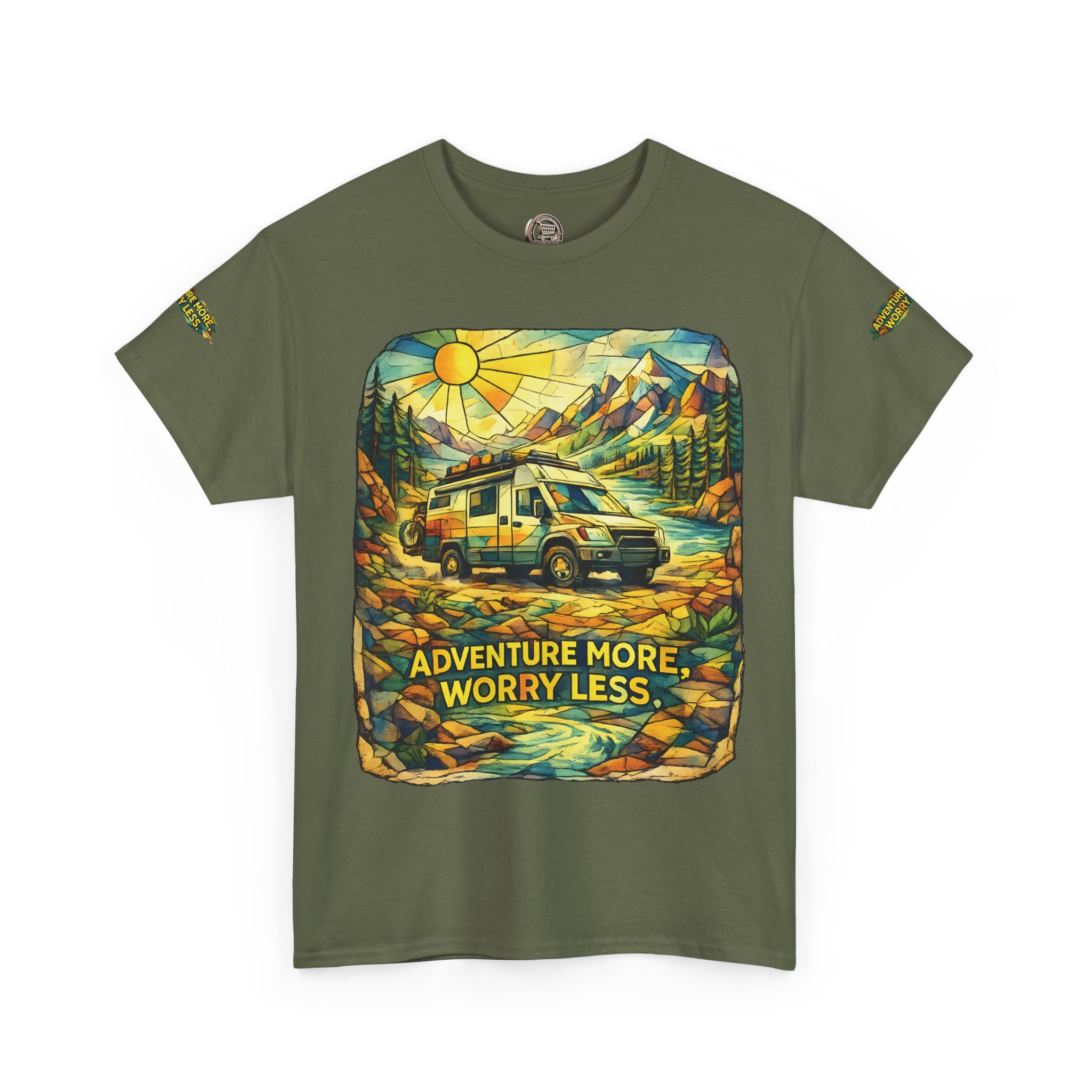 13852150791327039170_2048.jpeg Unisex Heavy Cotton Tee — "Adventure More Worry Less" Design Cubic-Line