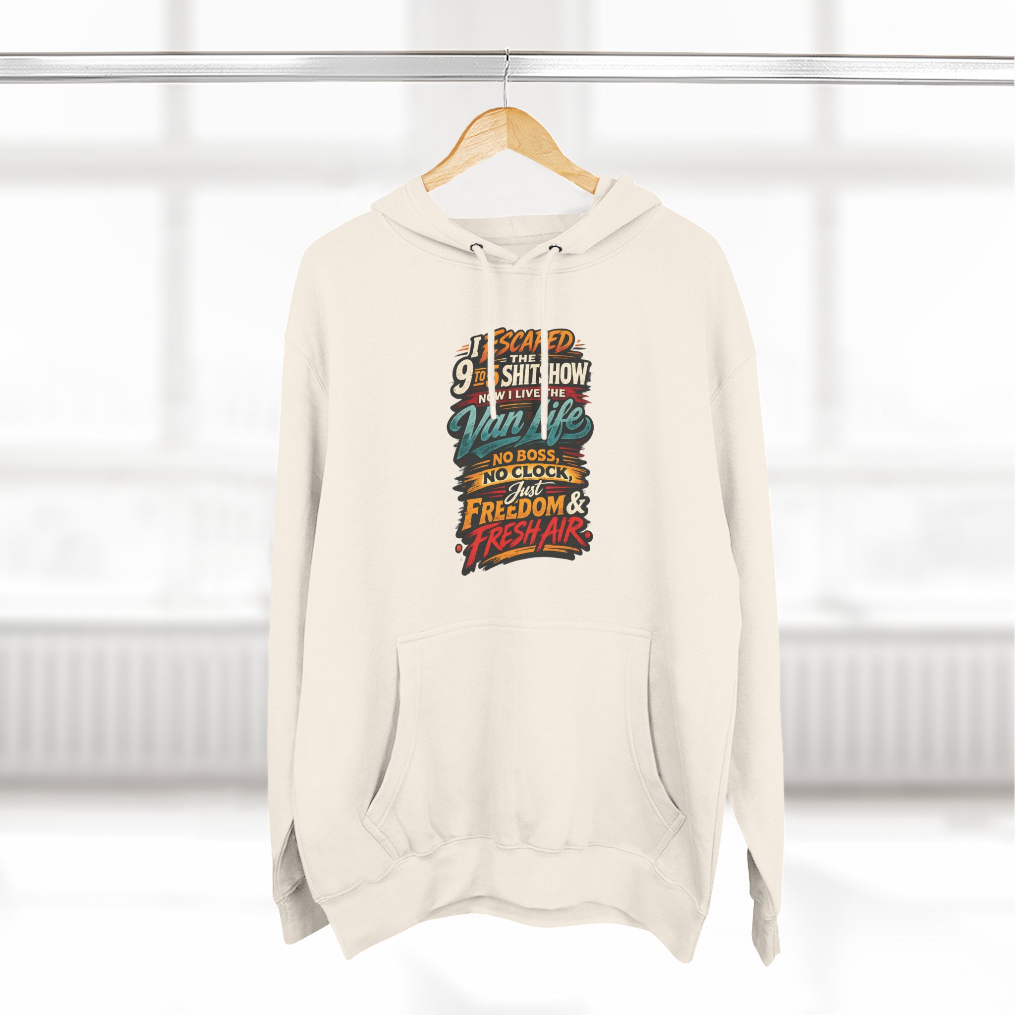 13852217994523911067_2048.jpeg Three-Panel Fleece Hoodie - "I Escaped The 9 To 5" Design F**K-Line