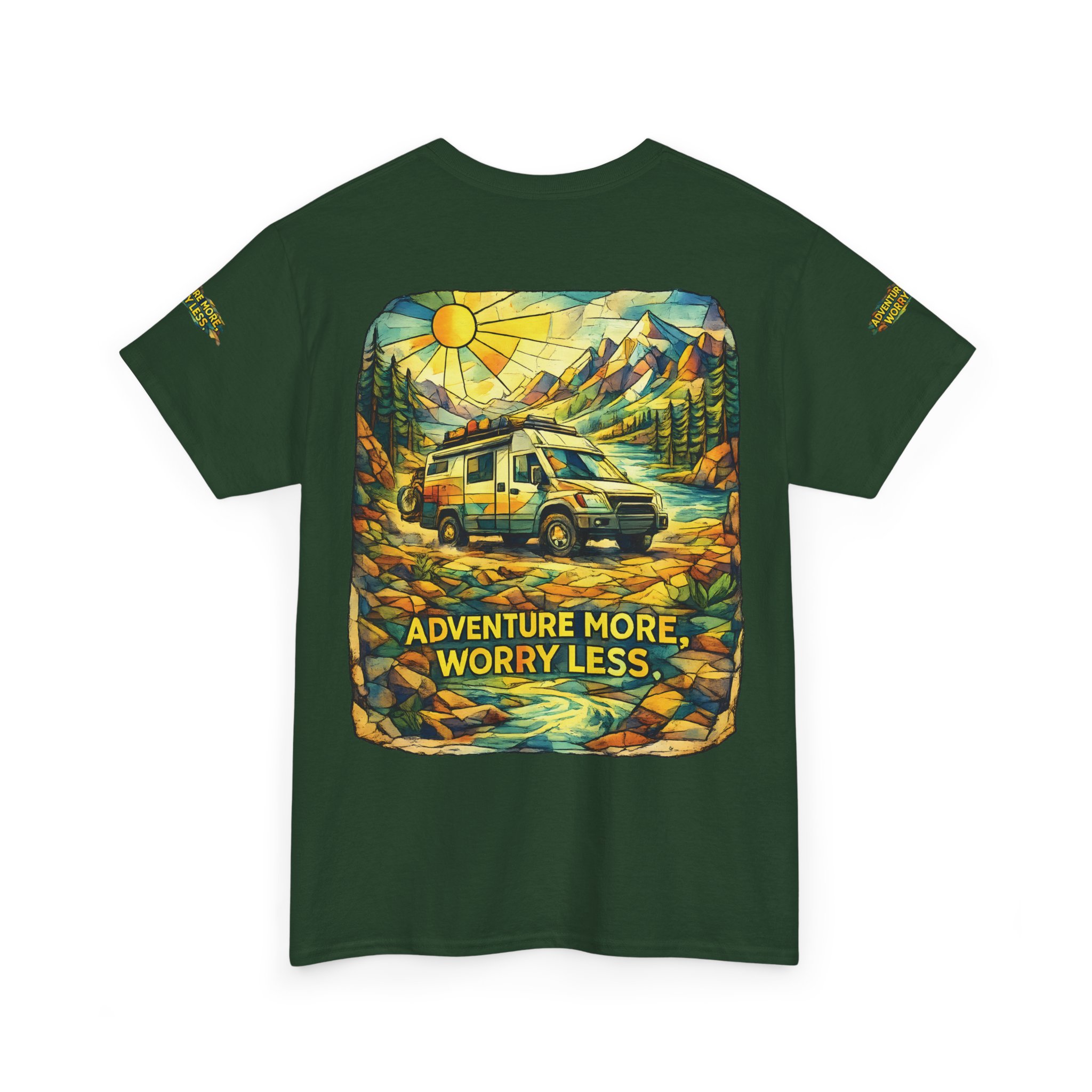13858496172825419506_2048.jpeg Unisex Heavy Cotton Tee — "Adventure More Worry Less" Design Cubic-Line