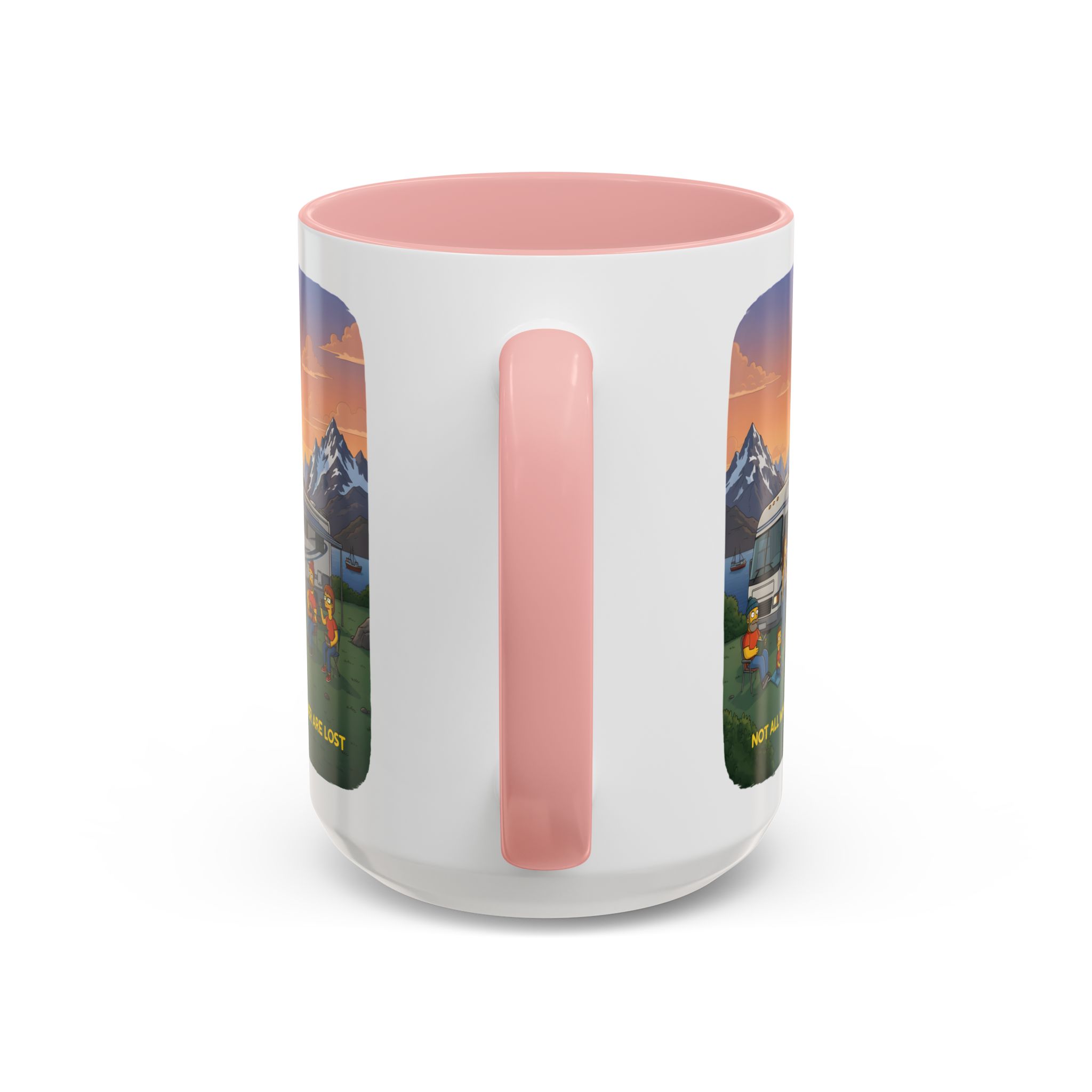 Accent Coffee Mug (11, 15oz) — "Not All Who Wander Are Lost" Design Sitcom-Line
