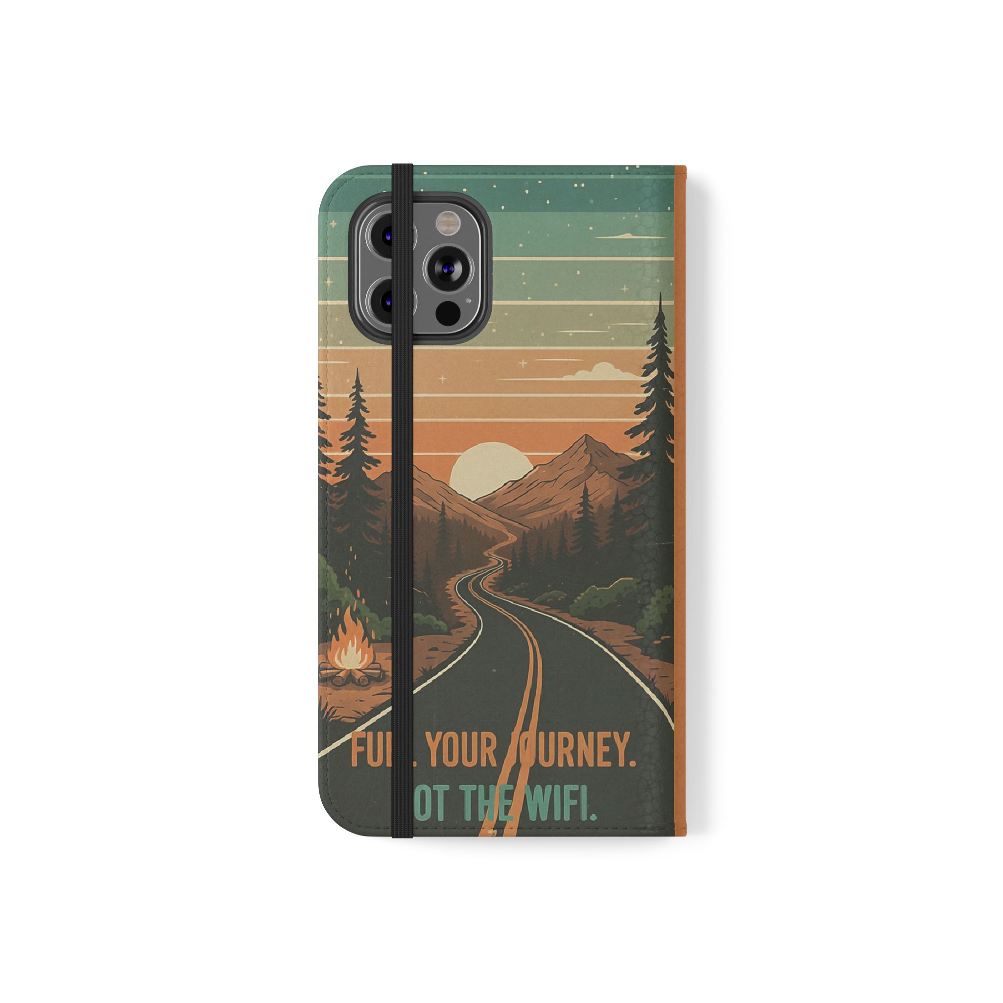 Flip Phone Case — "Adventure Awaits Unplug & Drive" Wallet Case